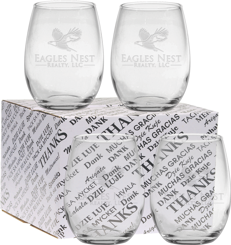 15 oz. Stemless Thank You Set - Deep Etched 2