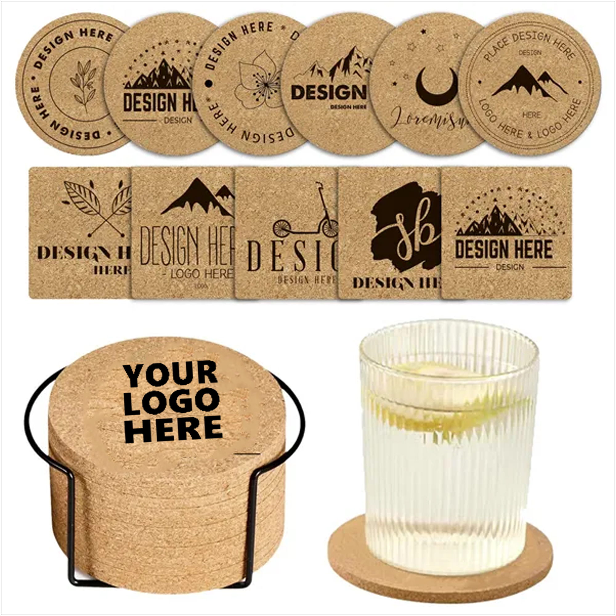 Personalized Cork Coasters, Square and Round 2