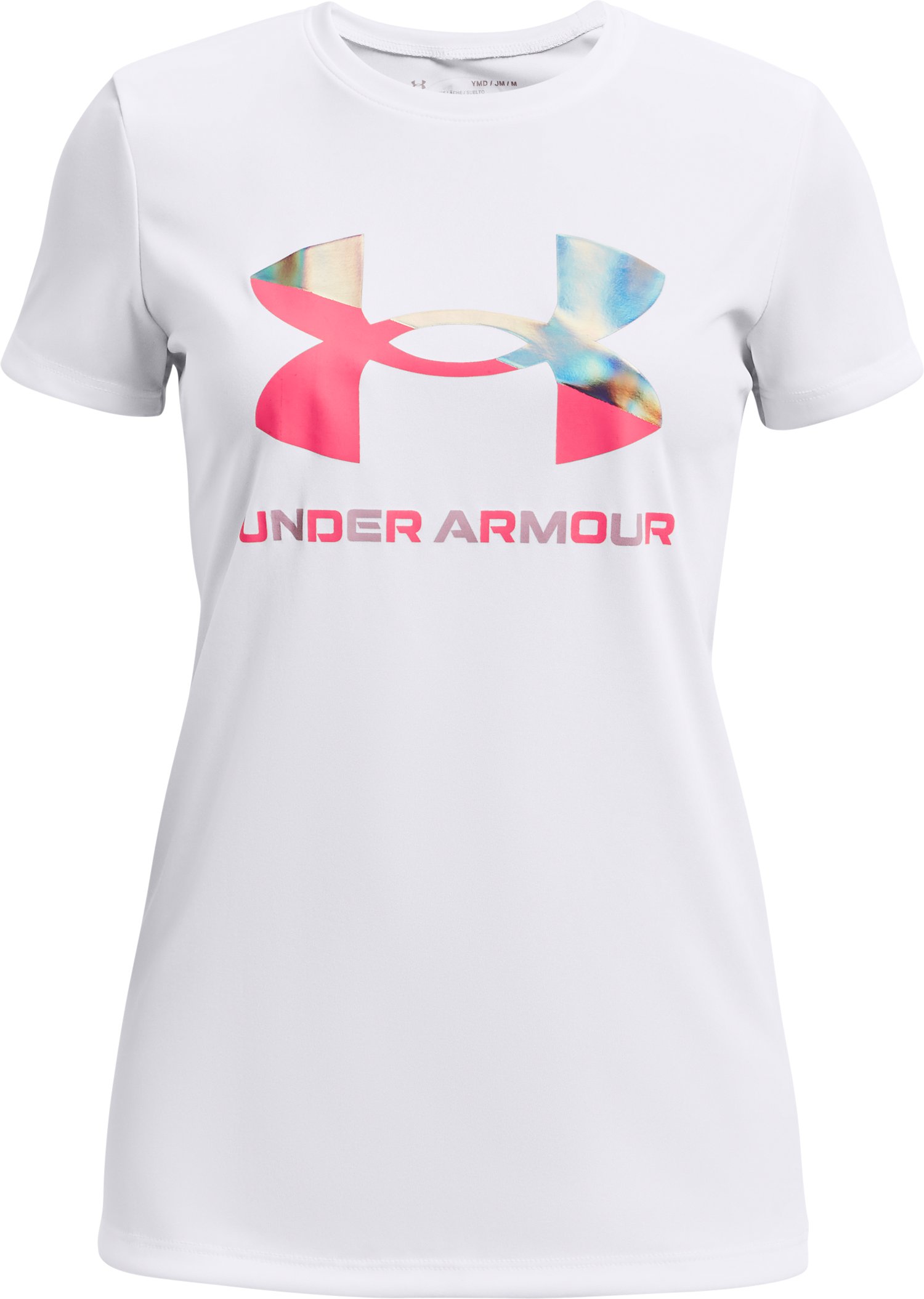 Girls' UA Tech Split Foil Big Logo Short Sleeve 3