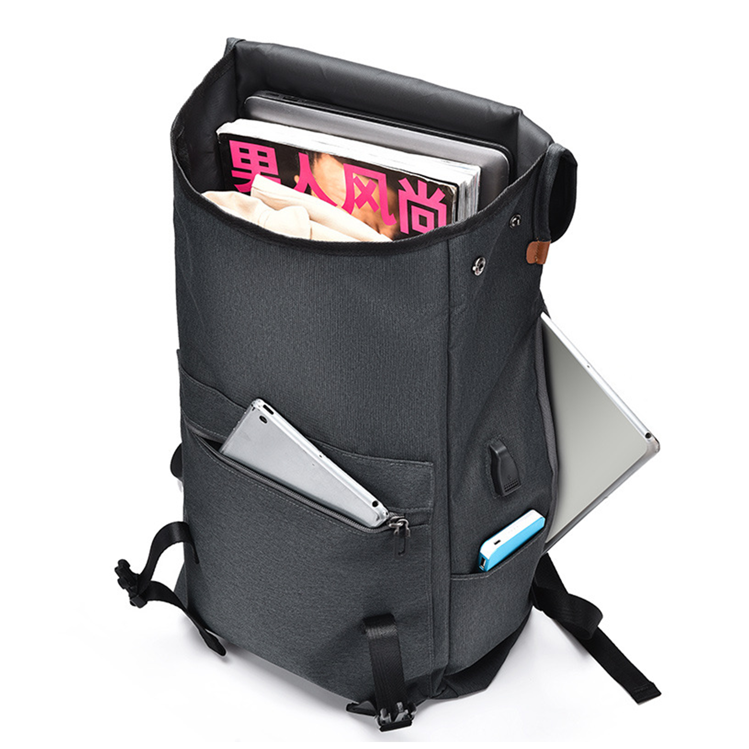 Nylon Laptop Backpack for Travel With USB Charging Port 3