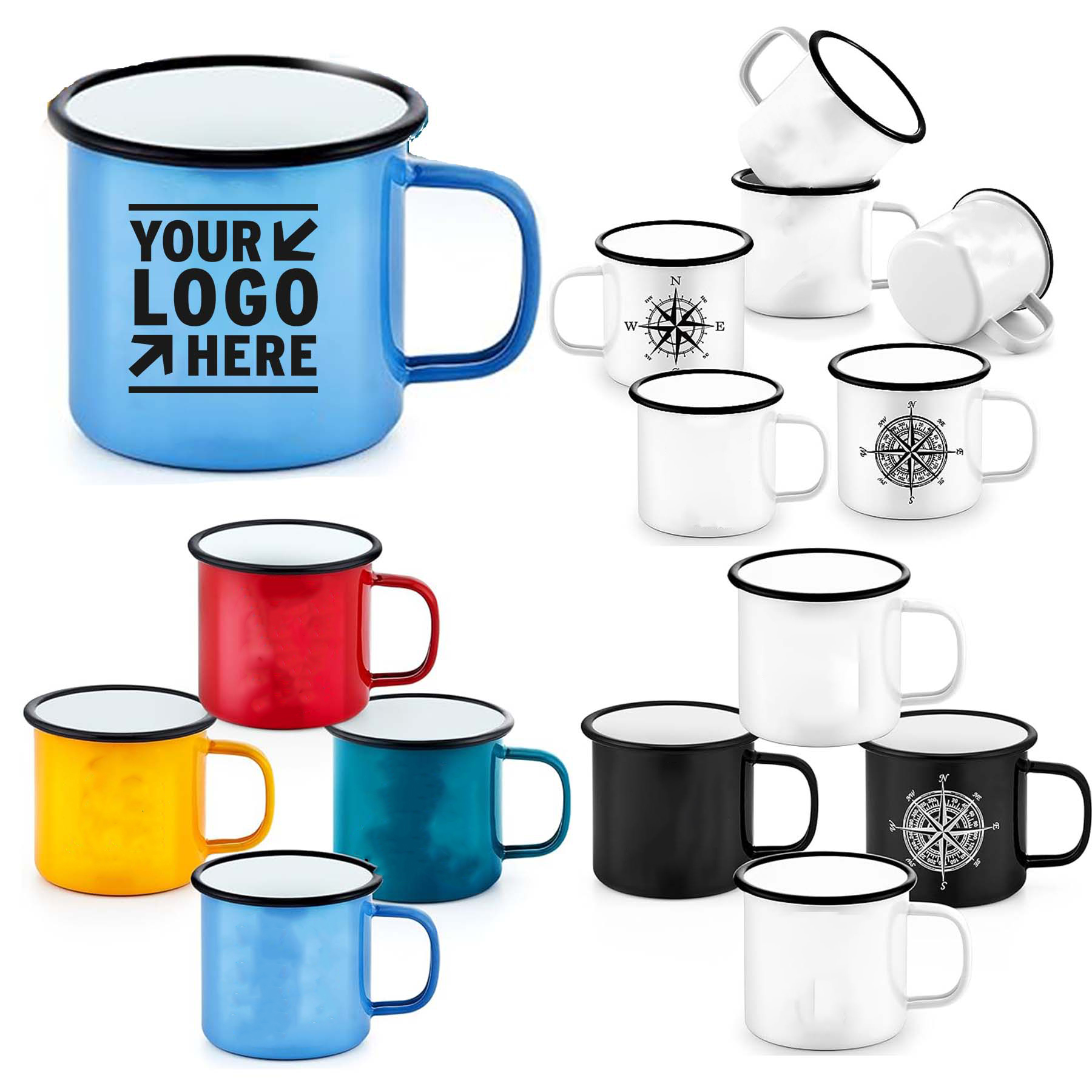16OZ Portable Enamel Camping Hiking Mug Outdoor Coffee Milk Beer Tea Cup Ideal Christmas Gift