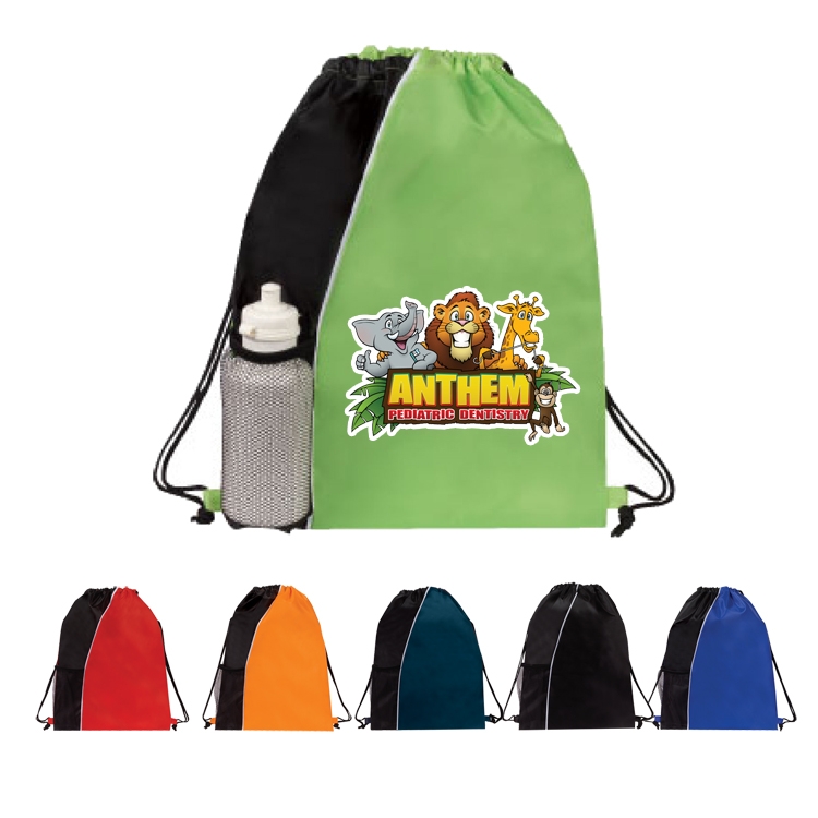210D Drawstring Backpack with Front Elastic Mesh Pocket (Bag, Backpack) 10