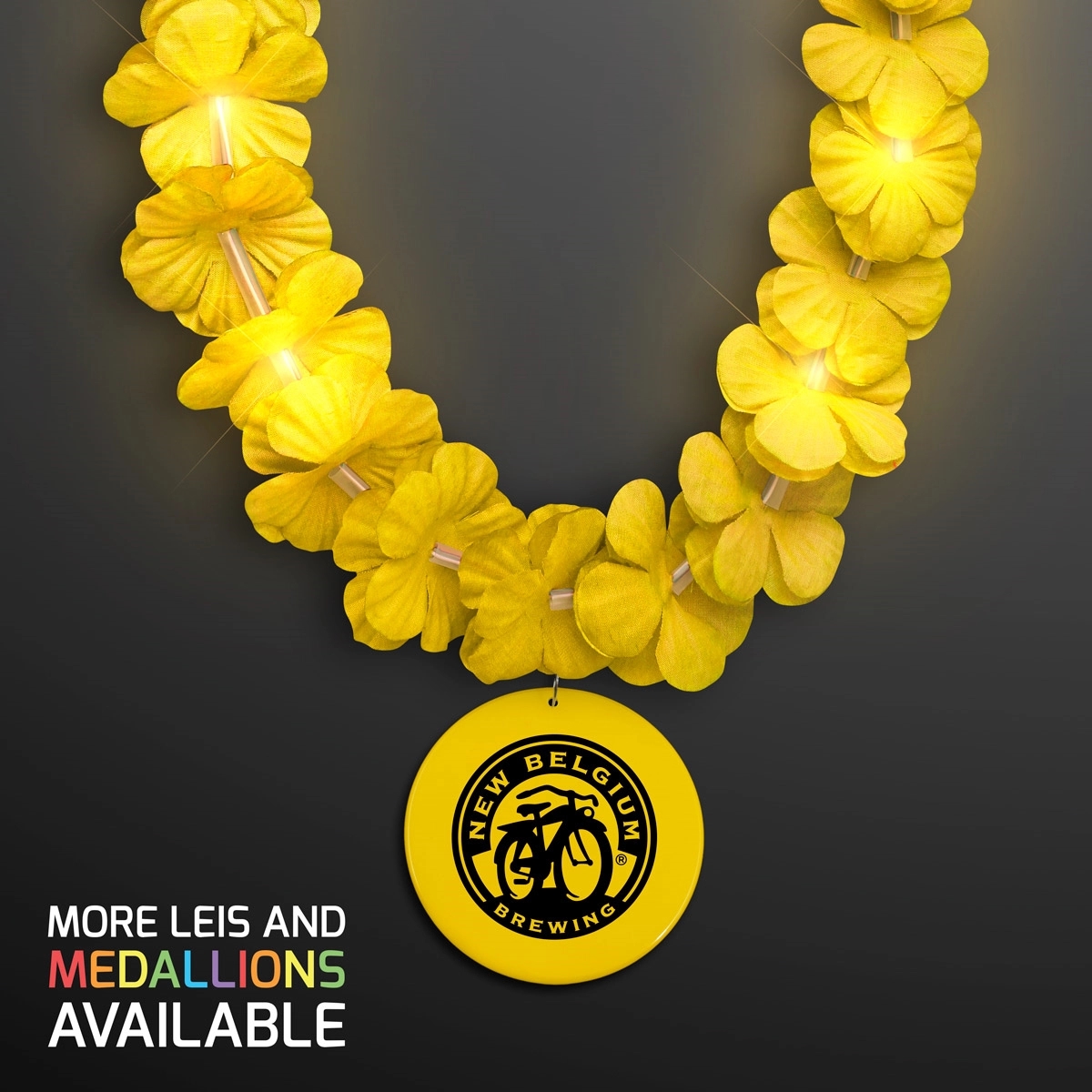 Light Up Yellow Lei with Medallion 2