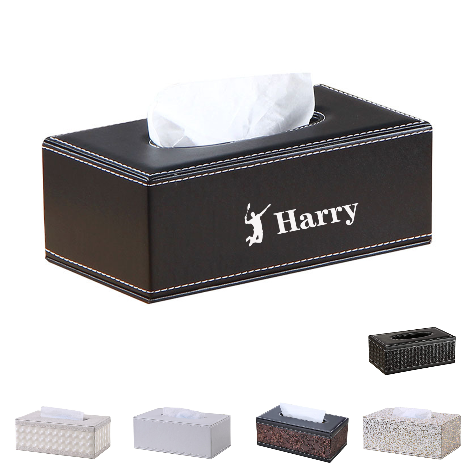 Rectangular PU Leather Tissue Box Holder 4