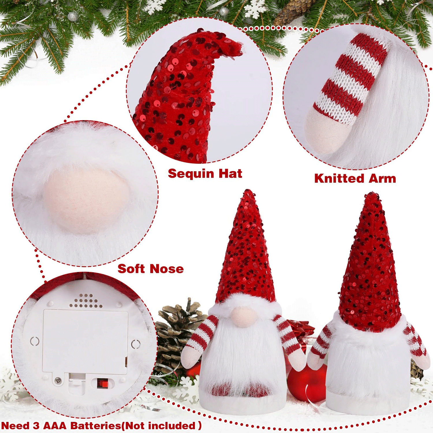 LED-illuminated Lights art faceless Christmas Dwarf Doll 8