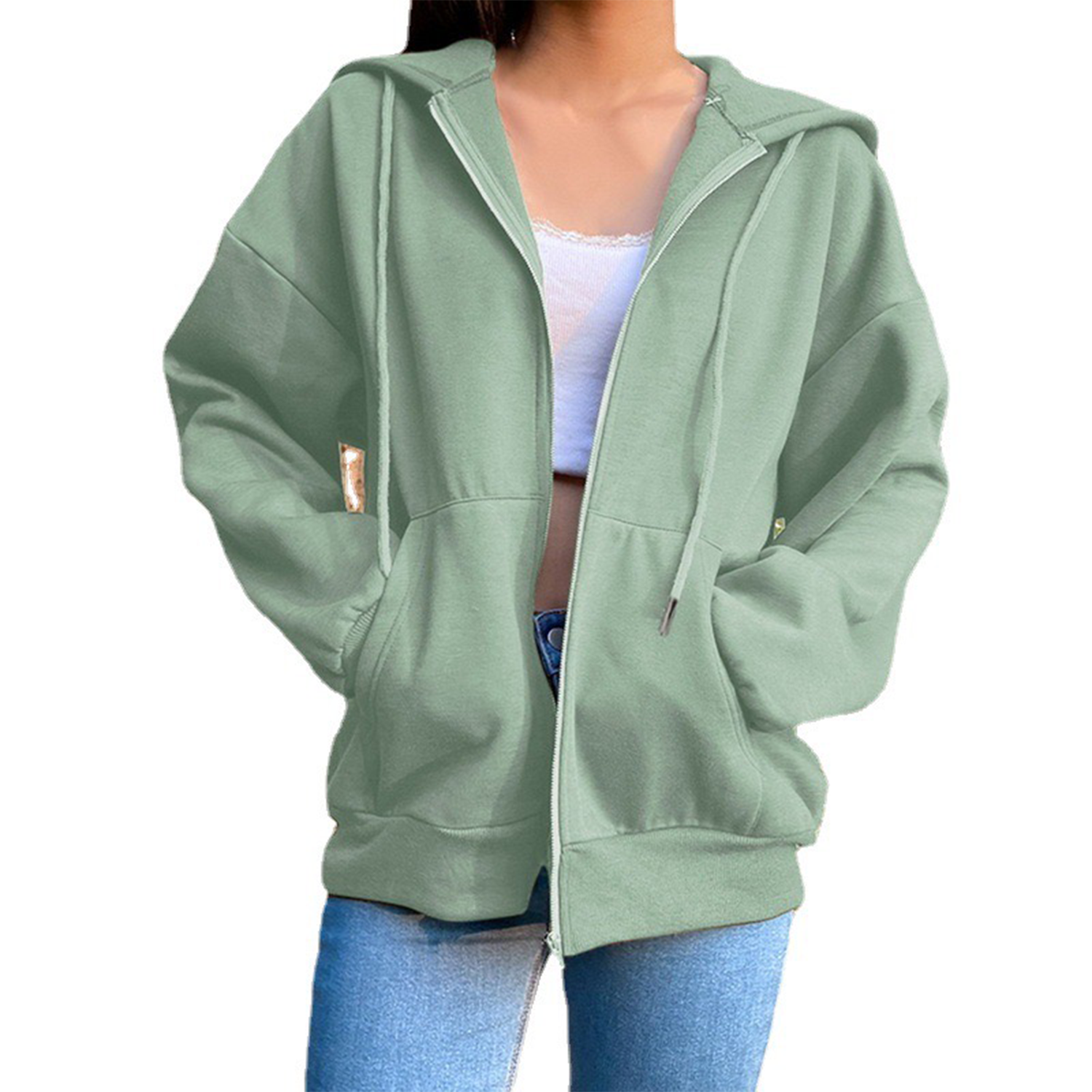 Oversized Hoodies for Women Full Zip Up Long Sleeve, custom hoodie or sweatshirt with logo imprint 5