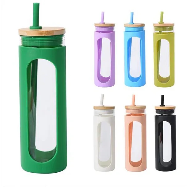 20 oz Glass Cup with Bamboo Lid 2