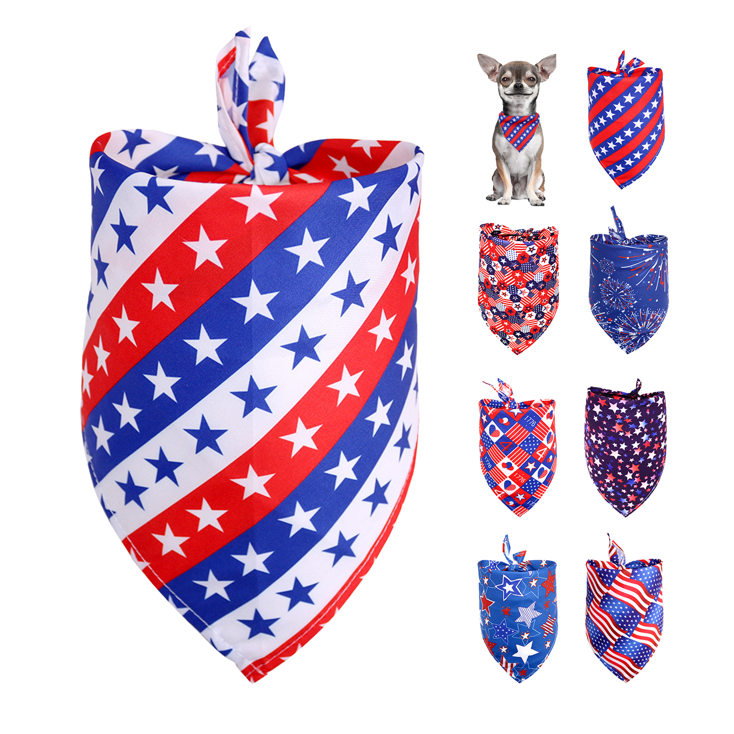 Polyester Patriotic Triangle Dog Bandana 6