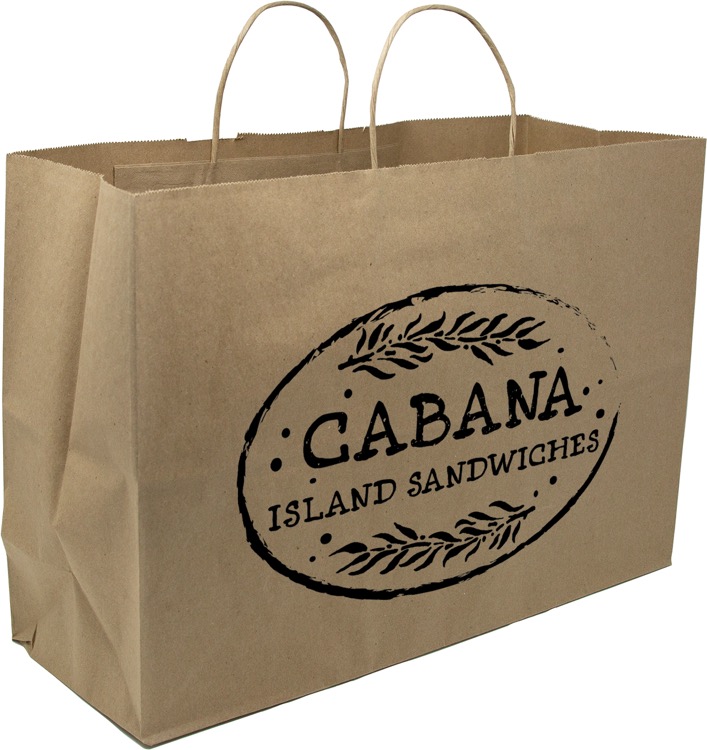 One Color 1-Sided Natural Handle Shopper Paper Bag (16" x 12" x 6")