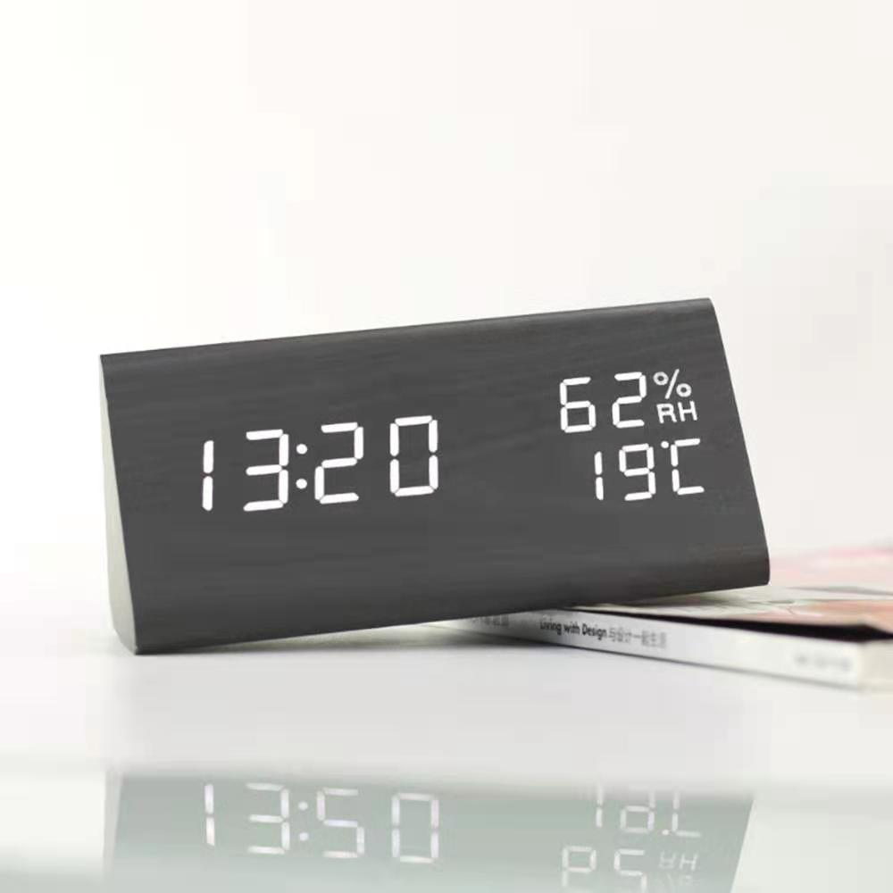 Humidity Temperature Wood Alarm Clock 2
