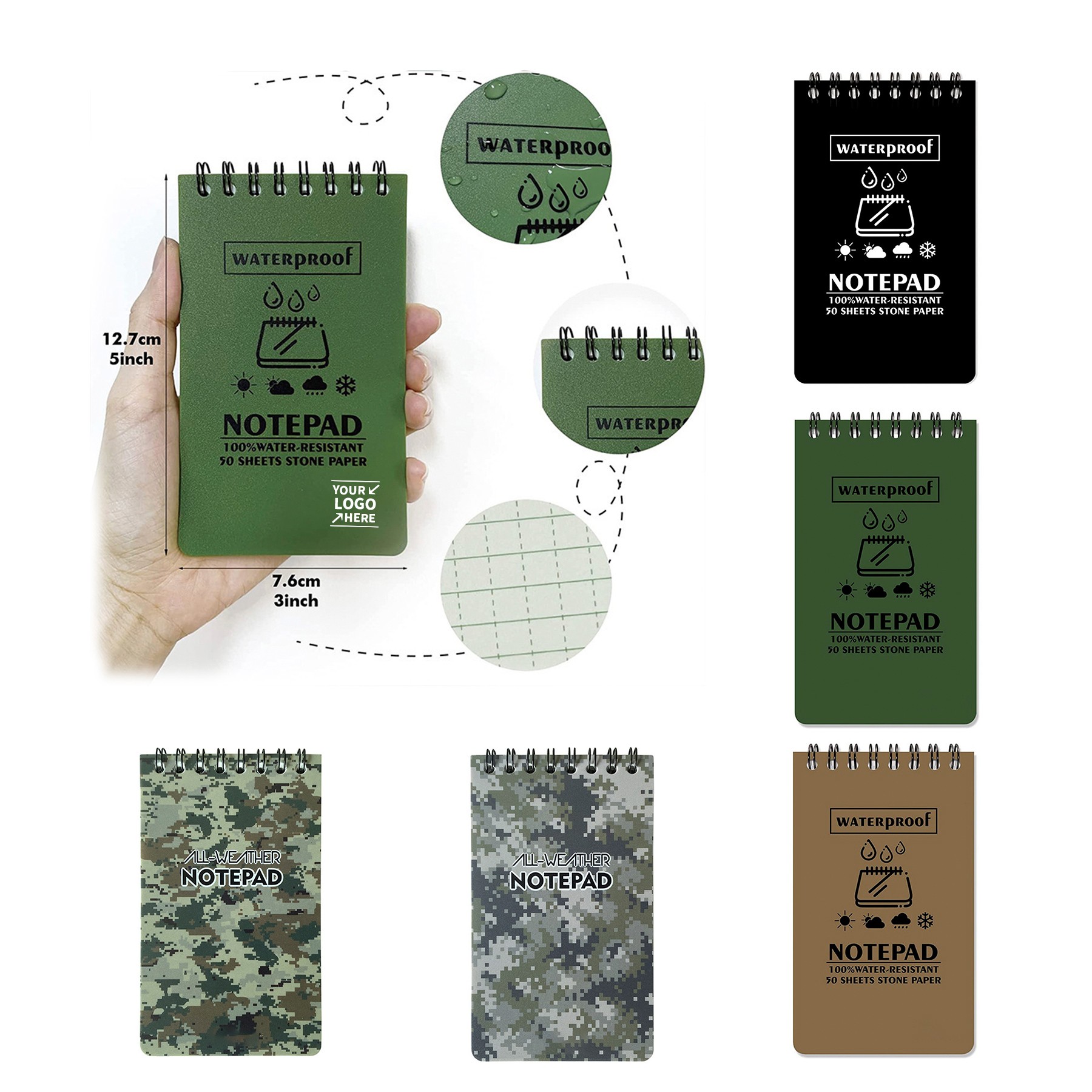 Weatherproof Hard Cover Pocket Notebook