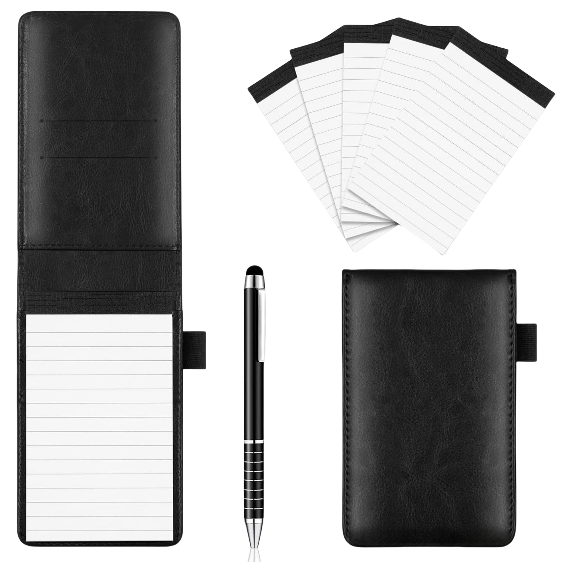 Leather Cover Portable Pocket Notebook with Pen Holder 4