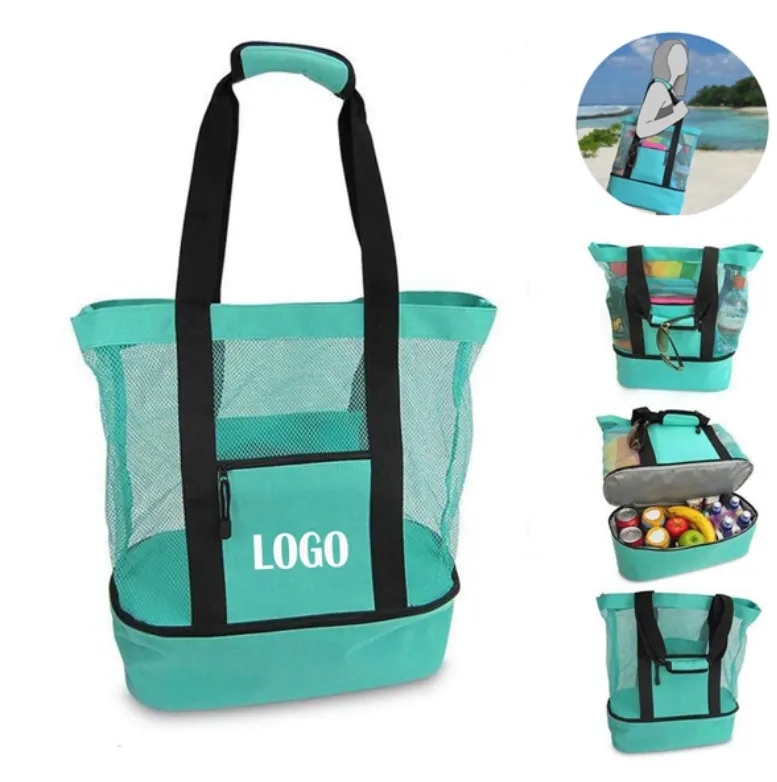 Canvas Beach Tote with Insulated Cooler, custom tote bag with logo imprint 5