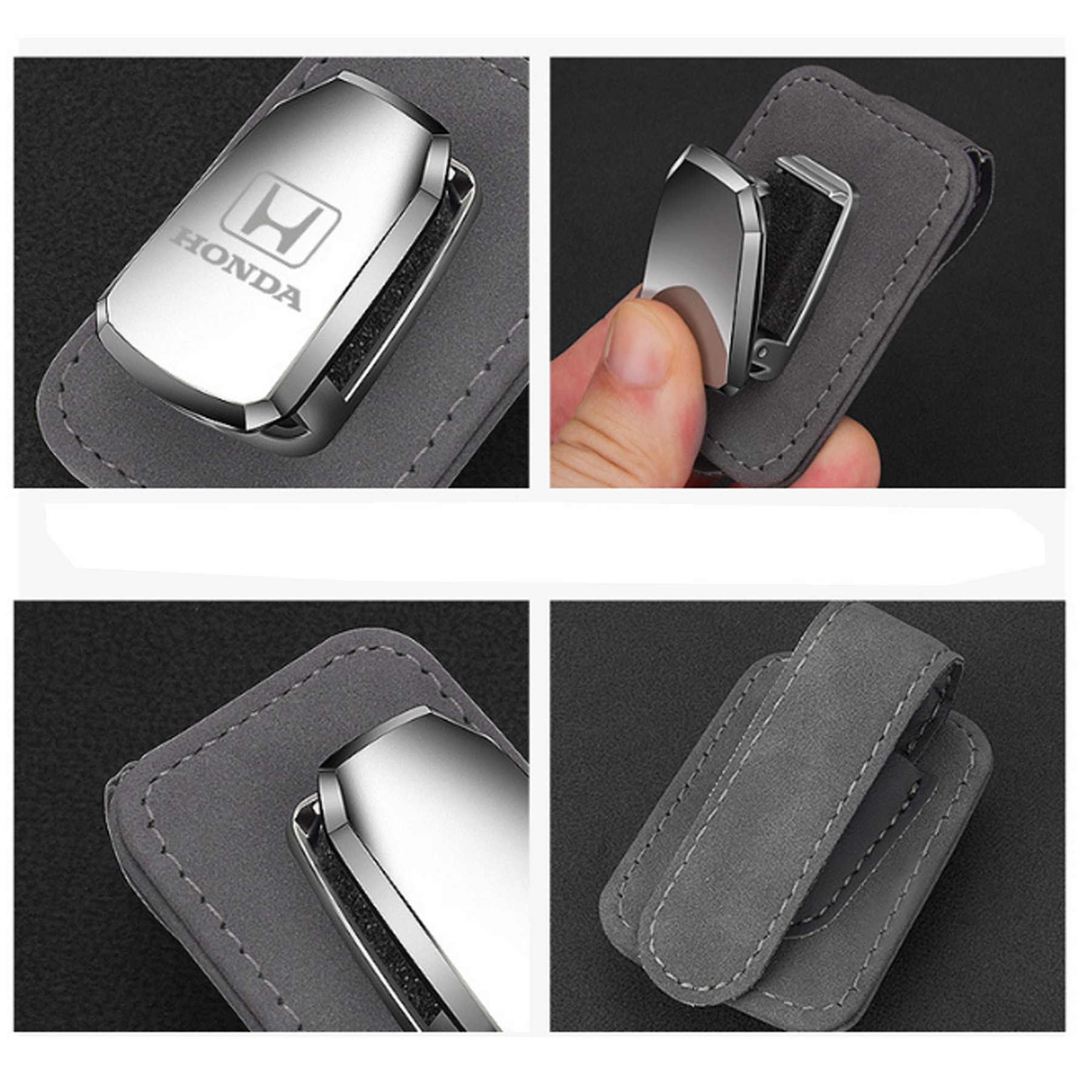 Leather Eyeglasses Hanger and Ticket Card Clip 2