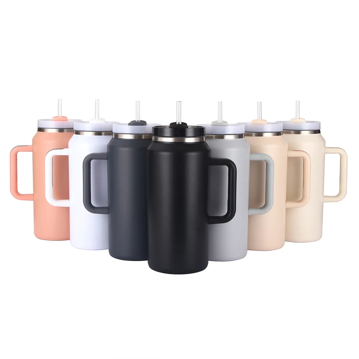 64Oz Stainless Steel Insulated Coffee Travel Straw Mug Cup 2