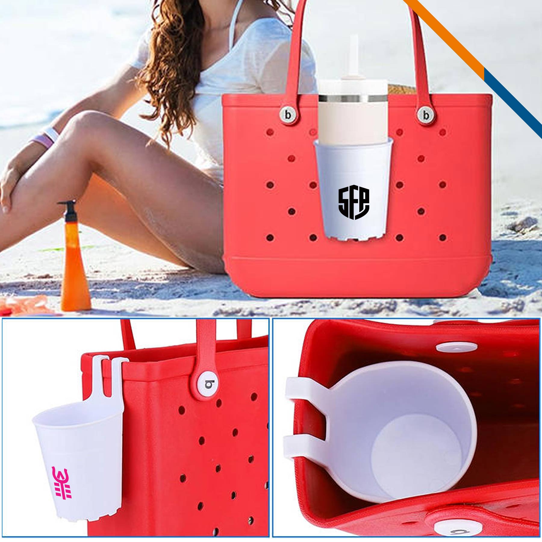 Leif Holey Beach Tote Cup Holder 10