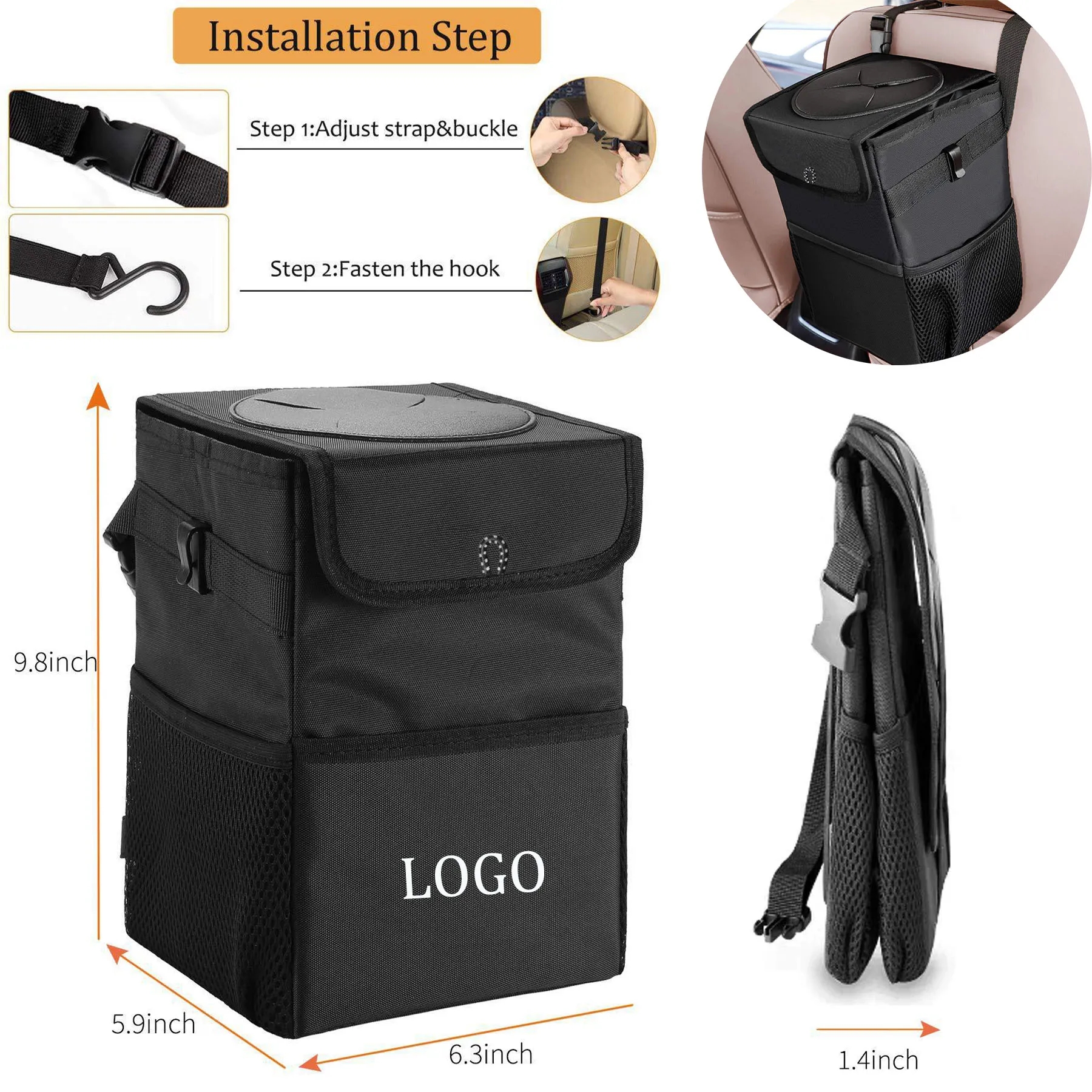 Waterproof Car Trash Can with Lid 3