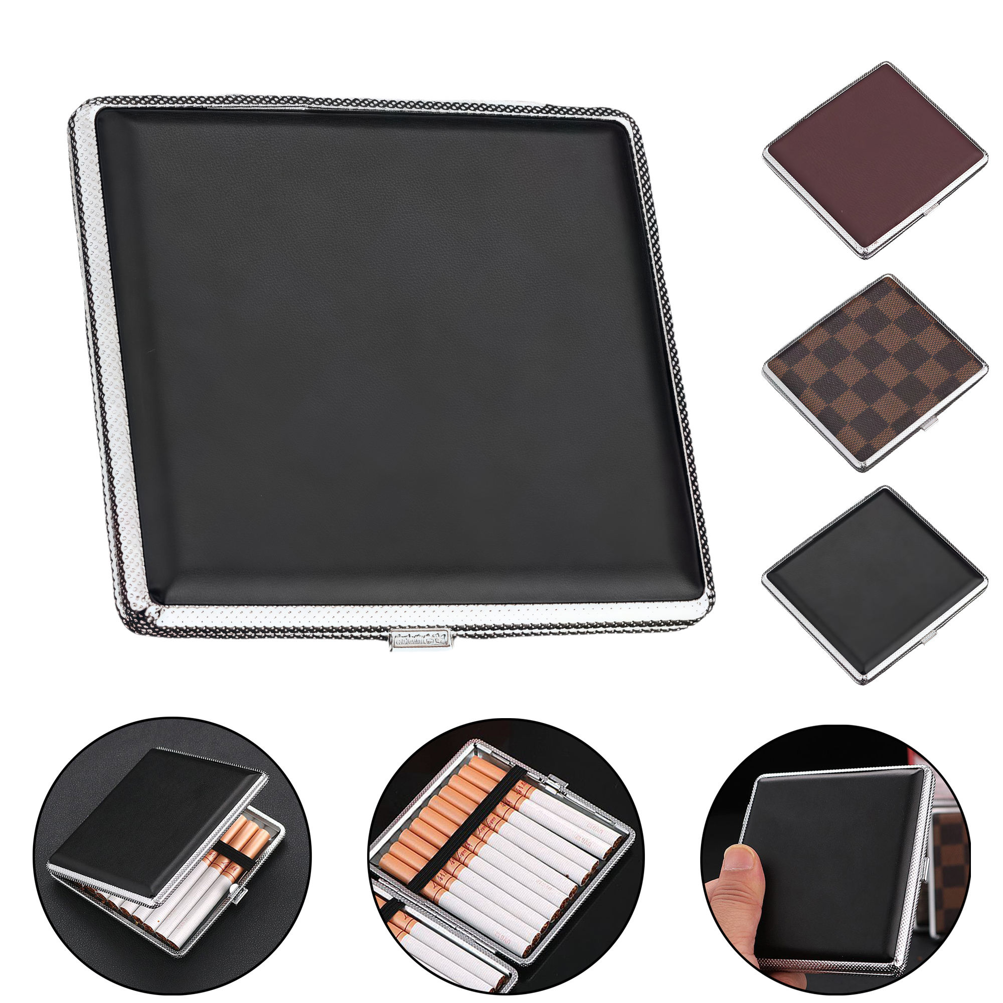 Leather Texture Metal Cigarette Case for Men - Compact 2