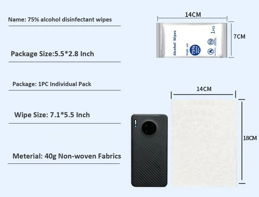 Individually Wrapped 75% Alcohol Hand Sanitizing Wipes 2