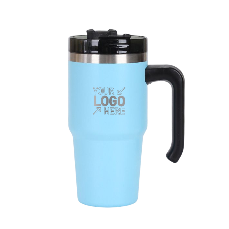 20 OZ Double Walls Stainless Steel Auto Tumbler With Straw And Handle 4