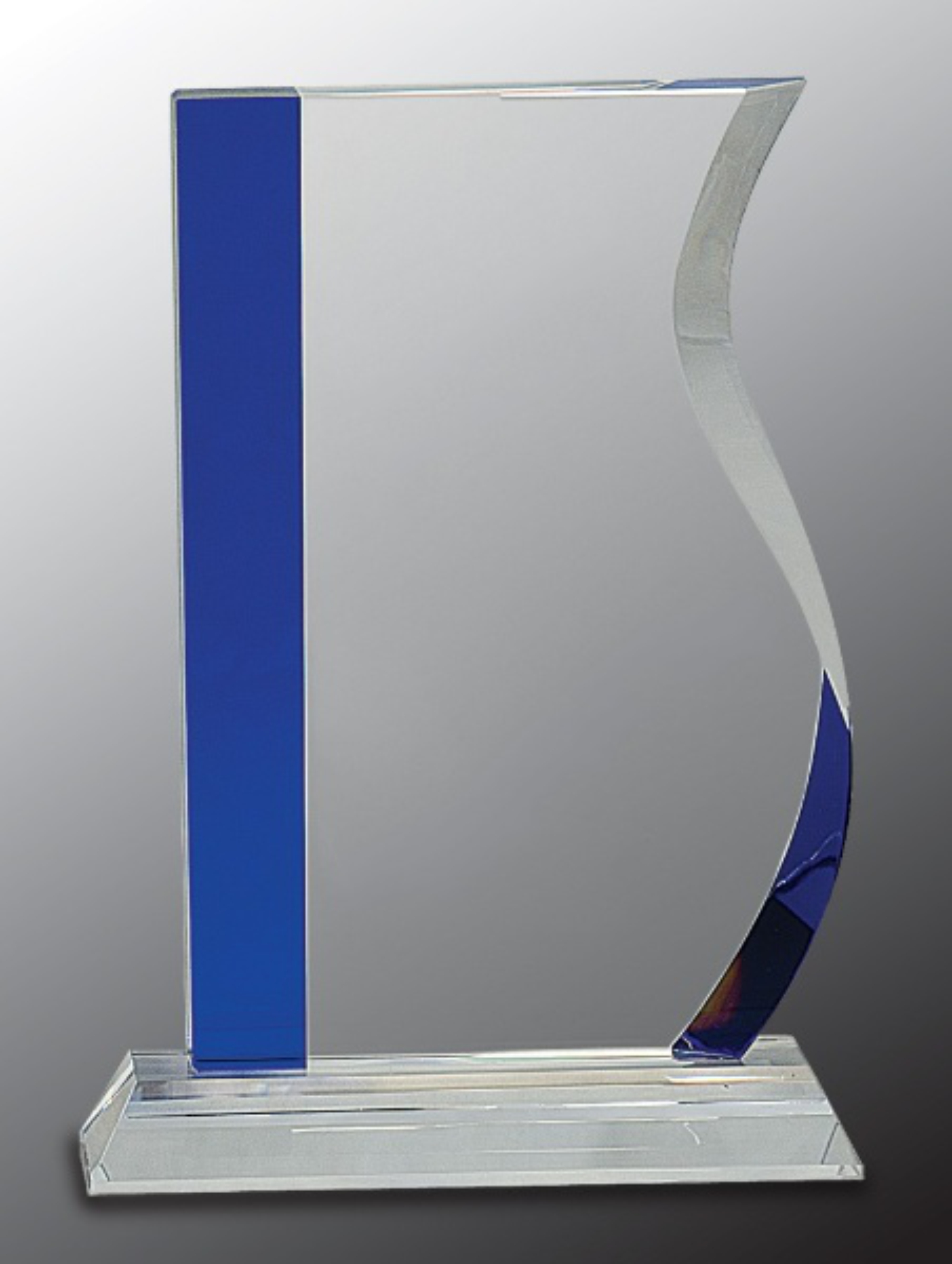 7 1/4" Blue Edge Crystal Wave Award on Clear Base 3