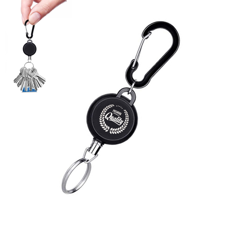 Retractable Keychain with Carabiner Badge Reel Holder 1