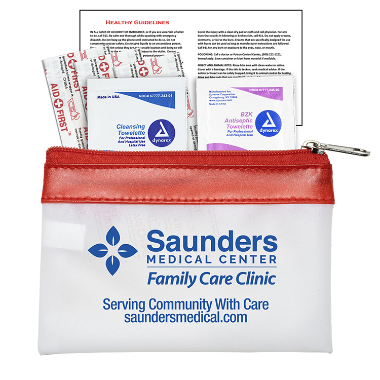 "SAFETY-ON-THE-GO" 7 Piece First Aid Kit in Colorful Zipper Vinyl Pouch 16