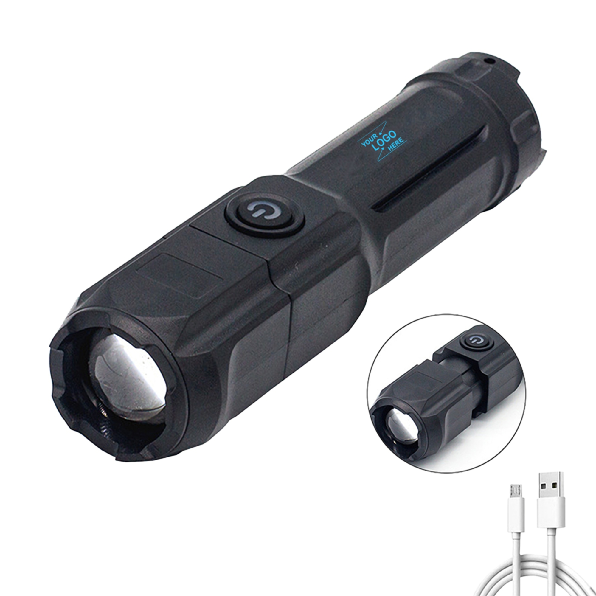 High-Power Long-Range LED USB Rechargeable Flashlight