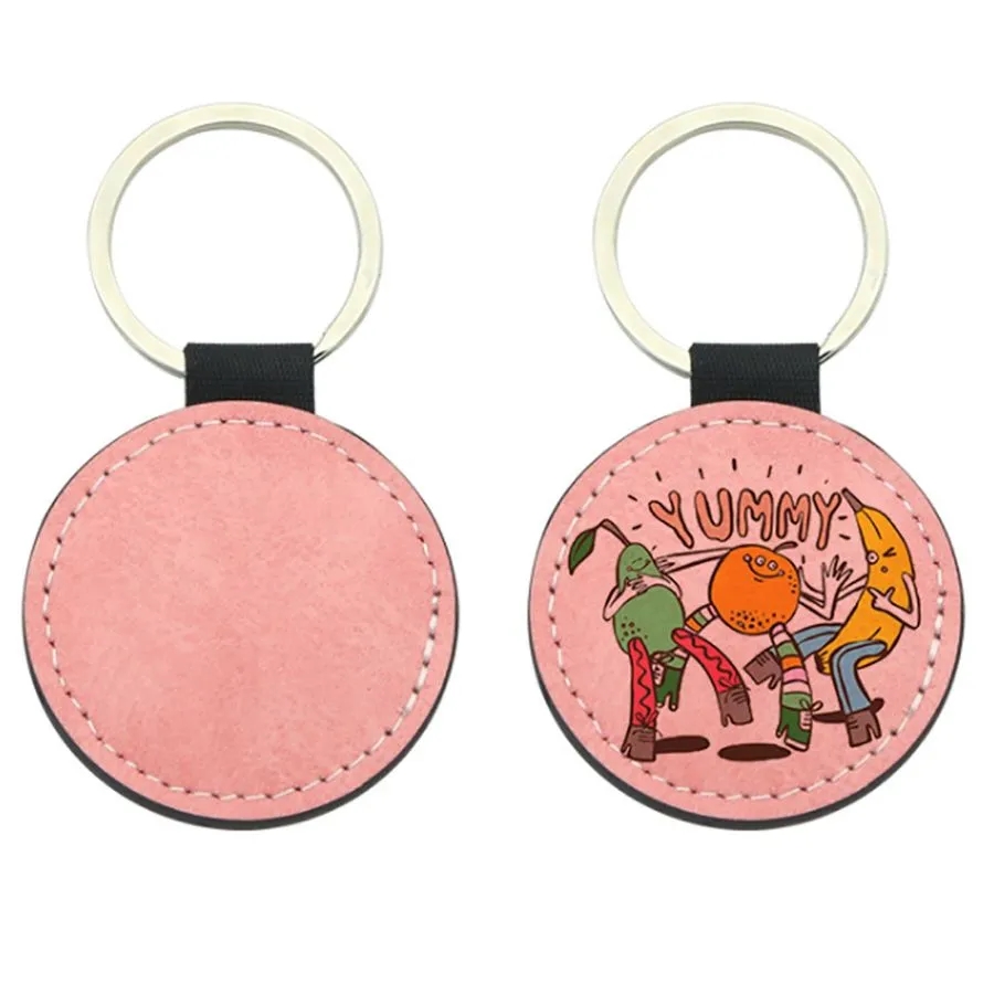 Full-Color Circle Leather Keychain 4