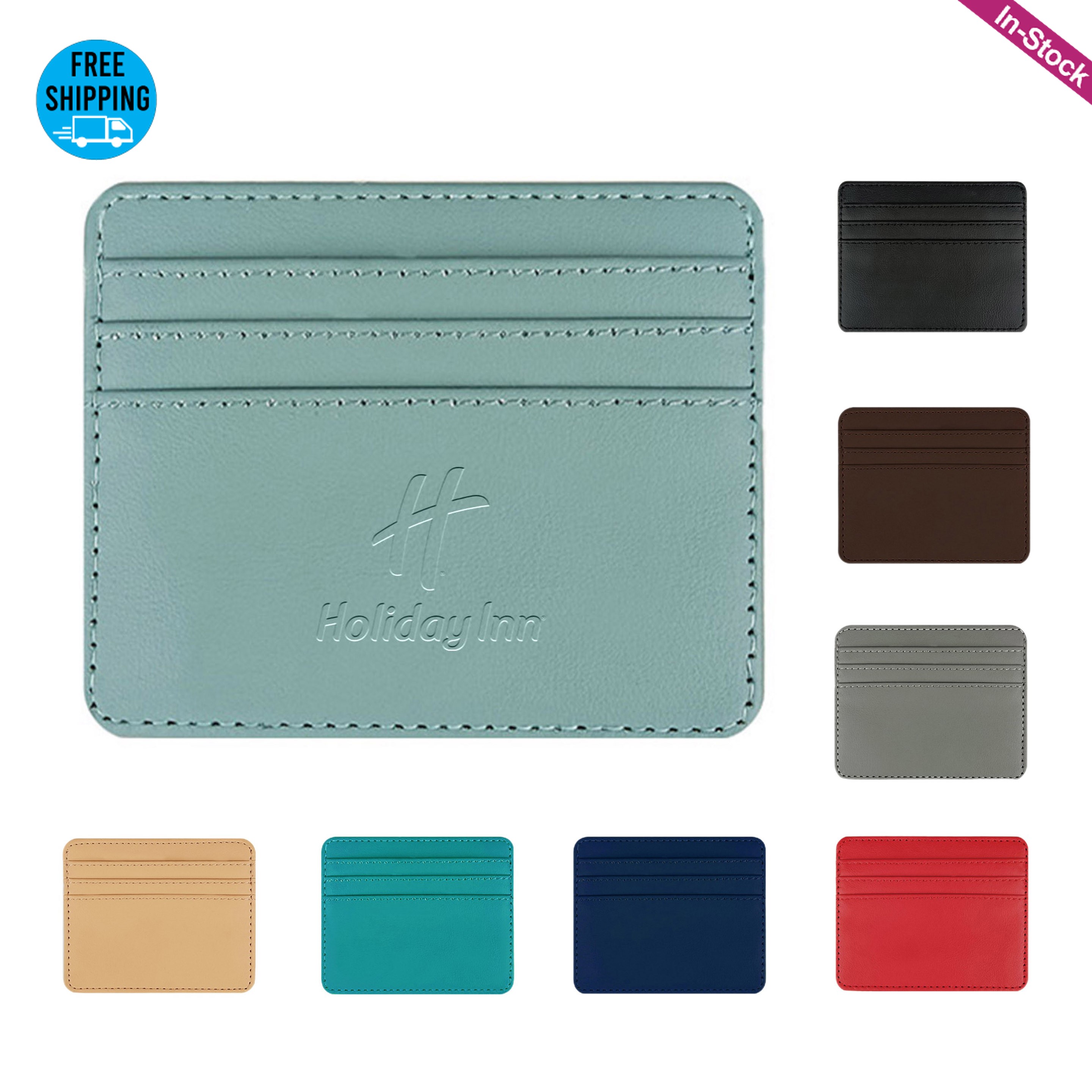 Debossed PU Leather Credit Card Holder Wallet, custom luggage tag with logo imprint 9
