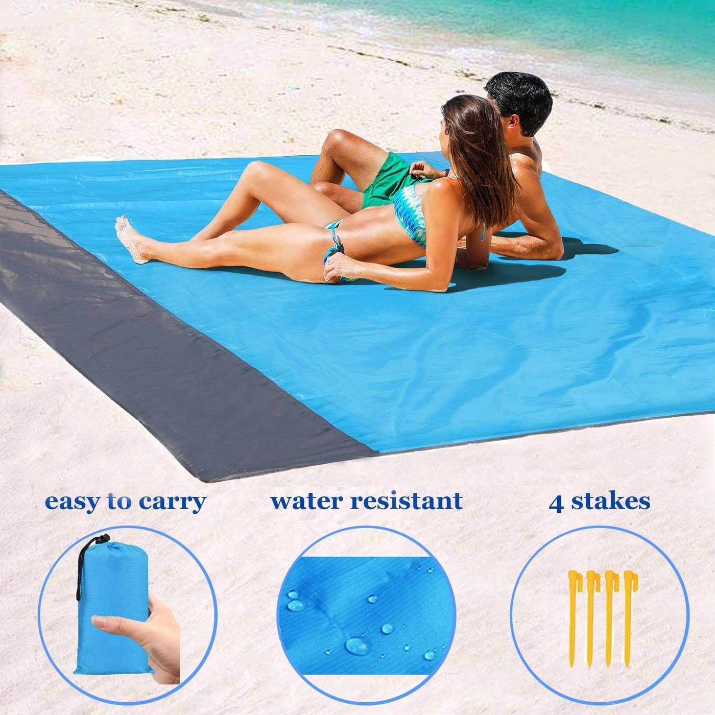 Sandfree Waterproof Beach Mat With Pouch 3