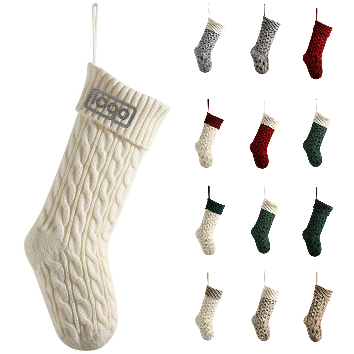 Large Knitted Hanging Christmas Stockings 8