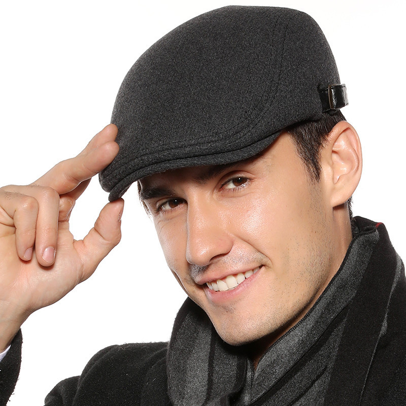 Men Woolen Beret Flat Ivy Cap Painter Newsboy Hat 3