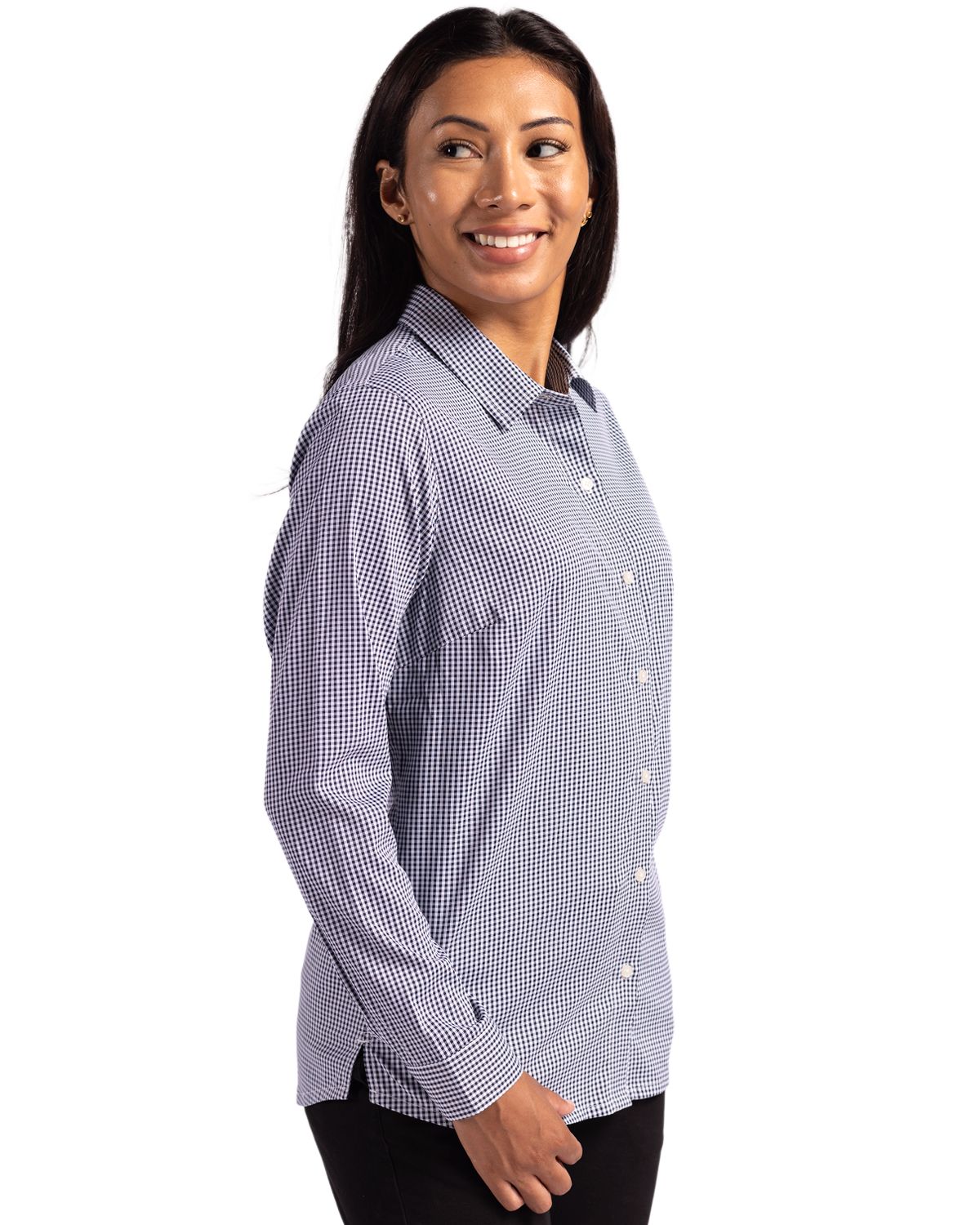 Skyline Eco Recycled Gingham Womens Long Sleeve Dress Shirt