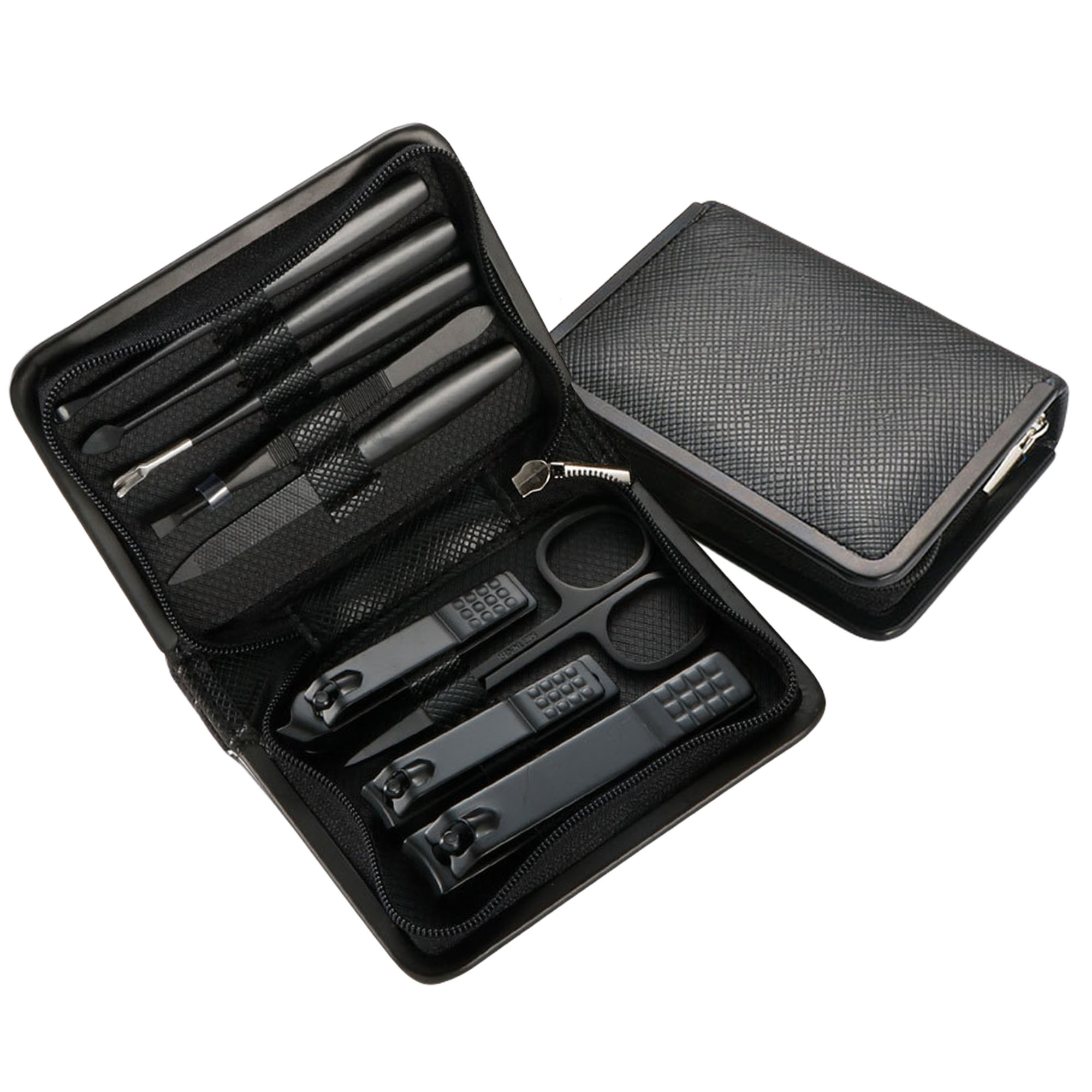 9-Piece Stainless Steel Black Nail Clipper Set,