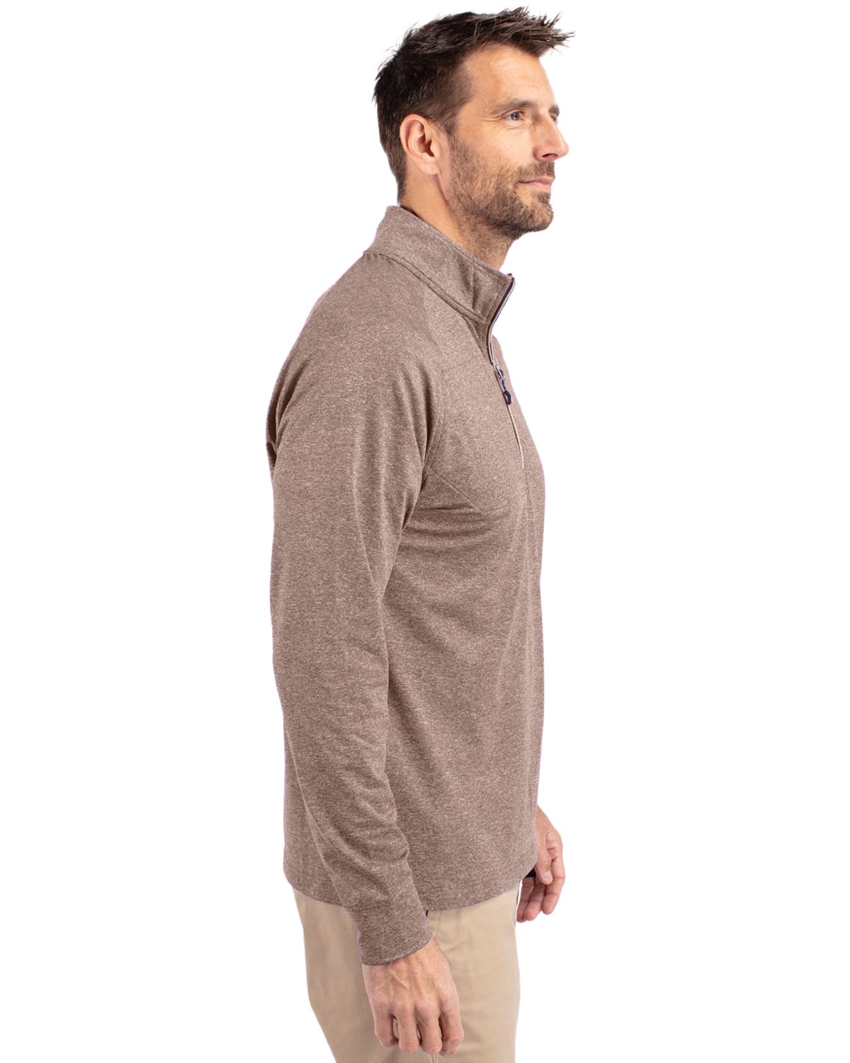 Cutter & Buck Adapt Recycled Soft Knit Stretch Mens Heathered Quarter Zip Pullover 32