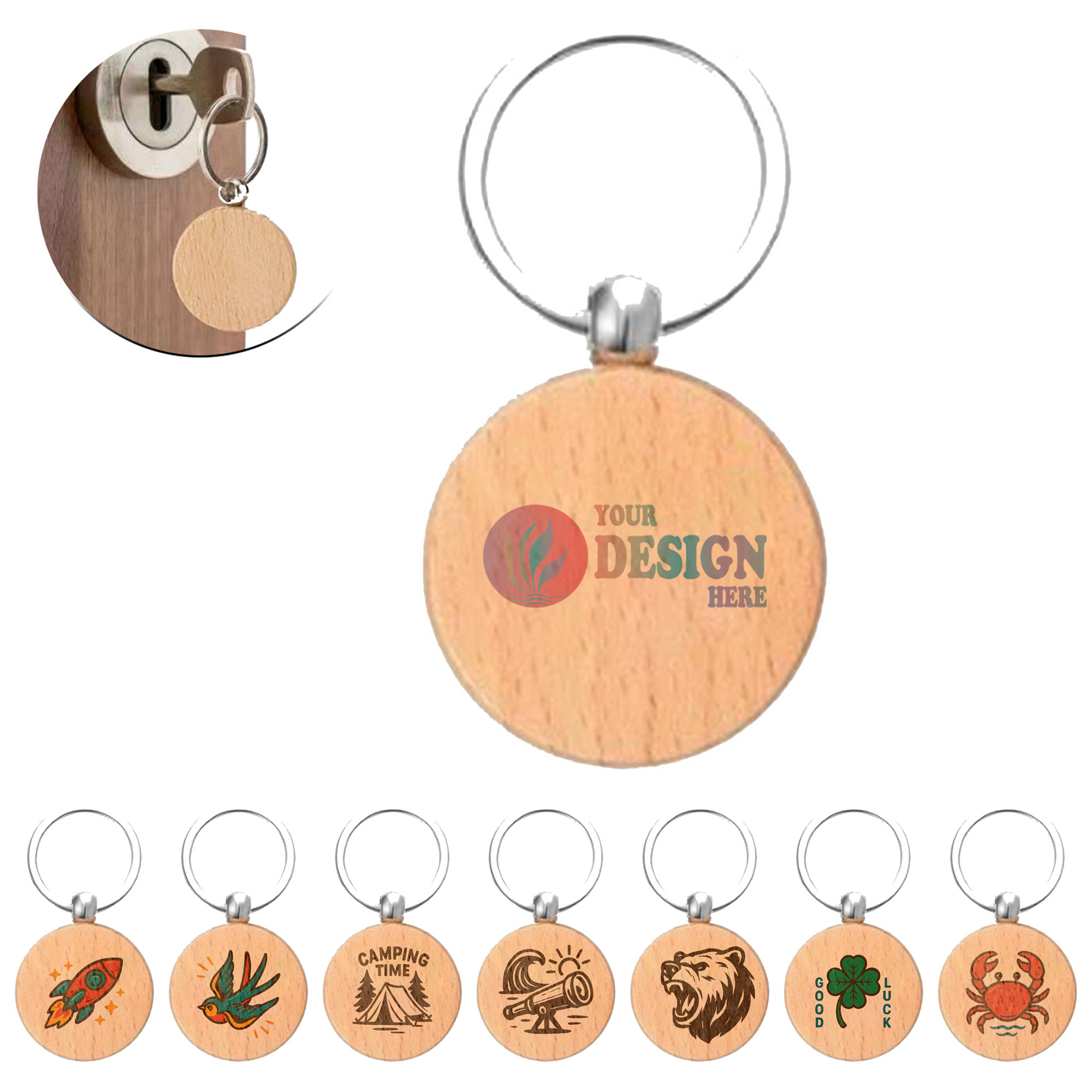 Full Color Printed Wood Key Ring 2