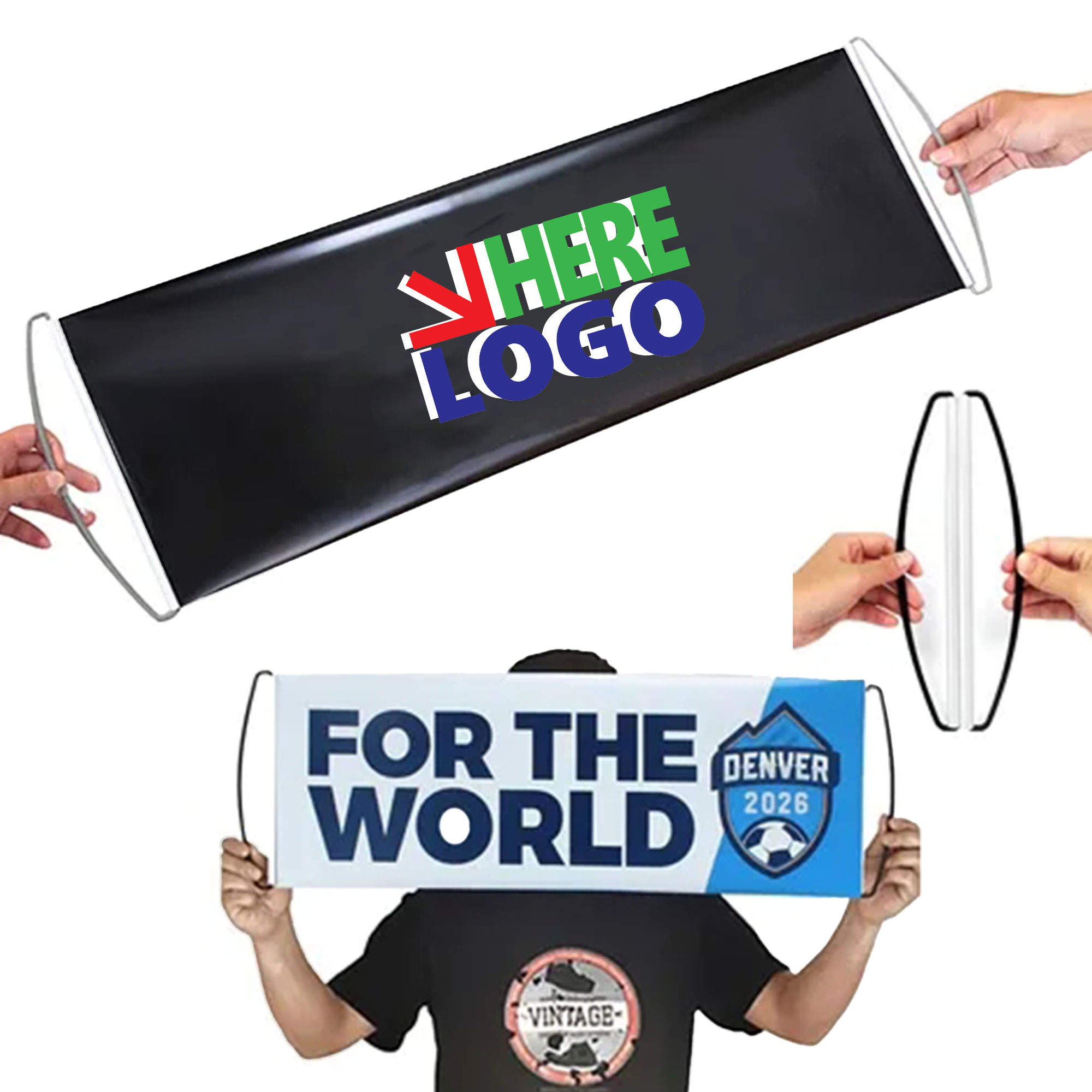 MOQ 50 Rolling Banner Hand Flag PET 2