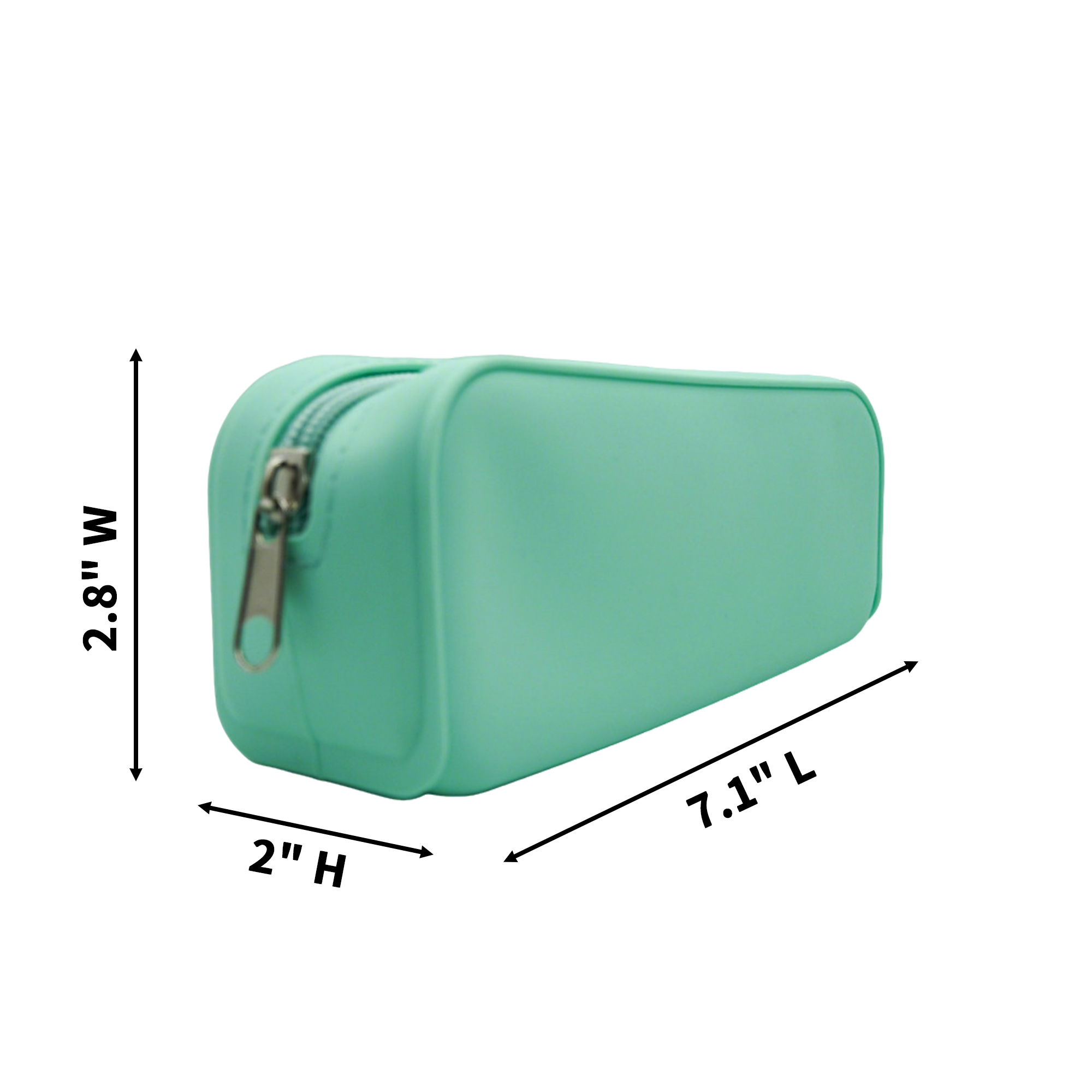 Silicone Square Stationery Pen Case With Metal Zipper 7.1" x 2.8" x 2" 9