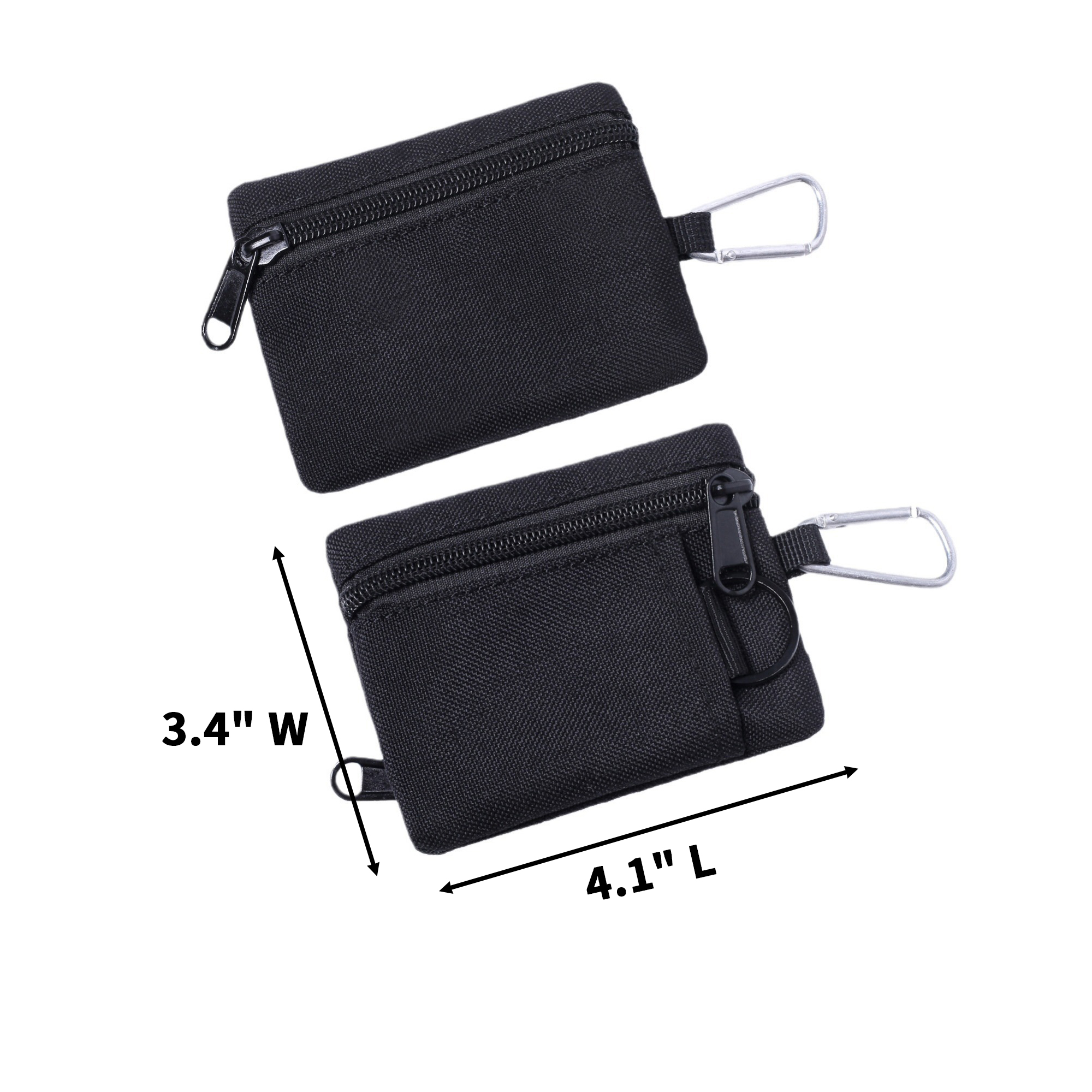 Polyester Zipper Coin Purse With Carabiner Clip Pocket Case 2