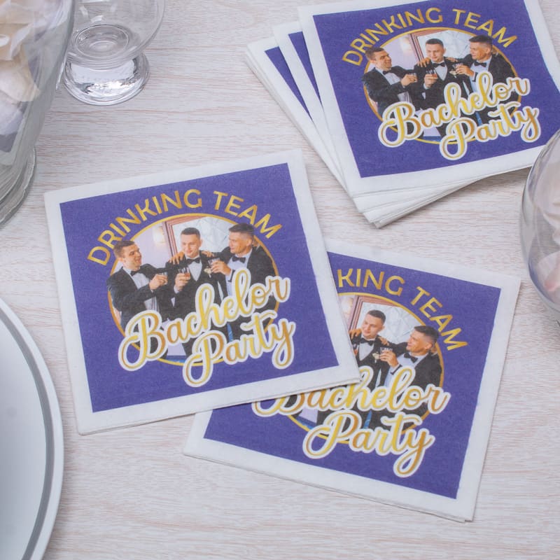 Large Print Full Color Linen-Like Beverage Napkins 12