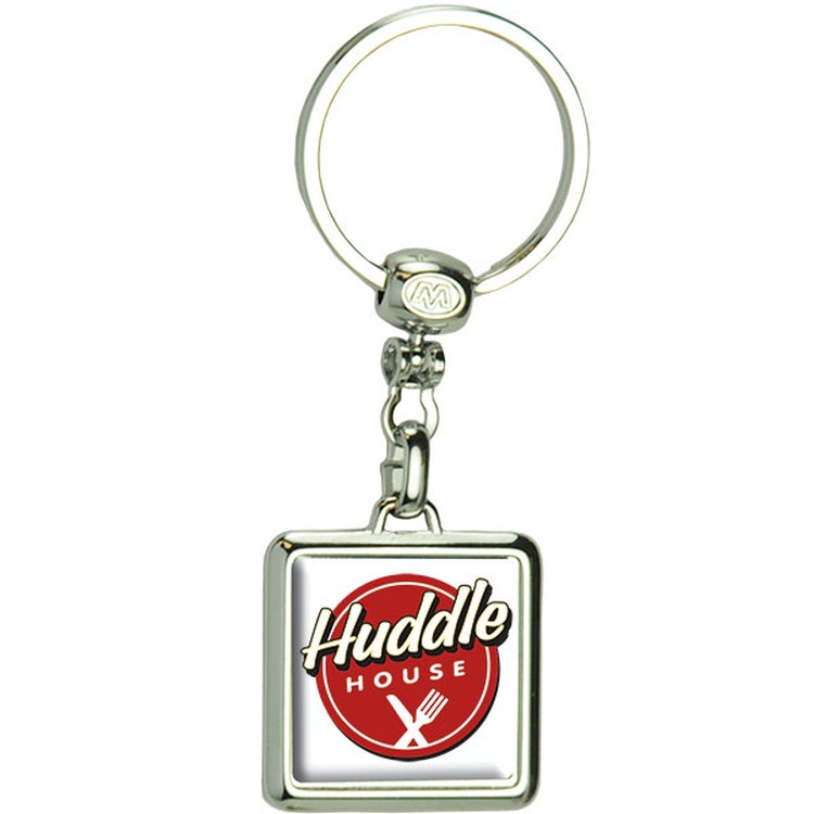 Square Die Cast Metal Domed Key Tag