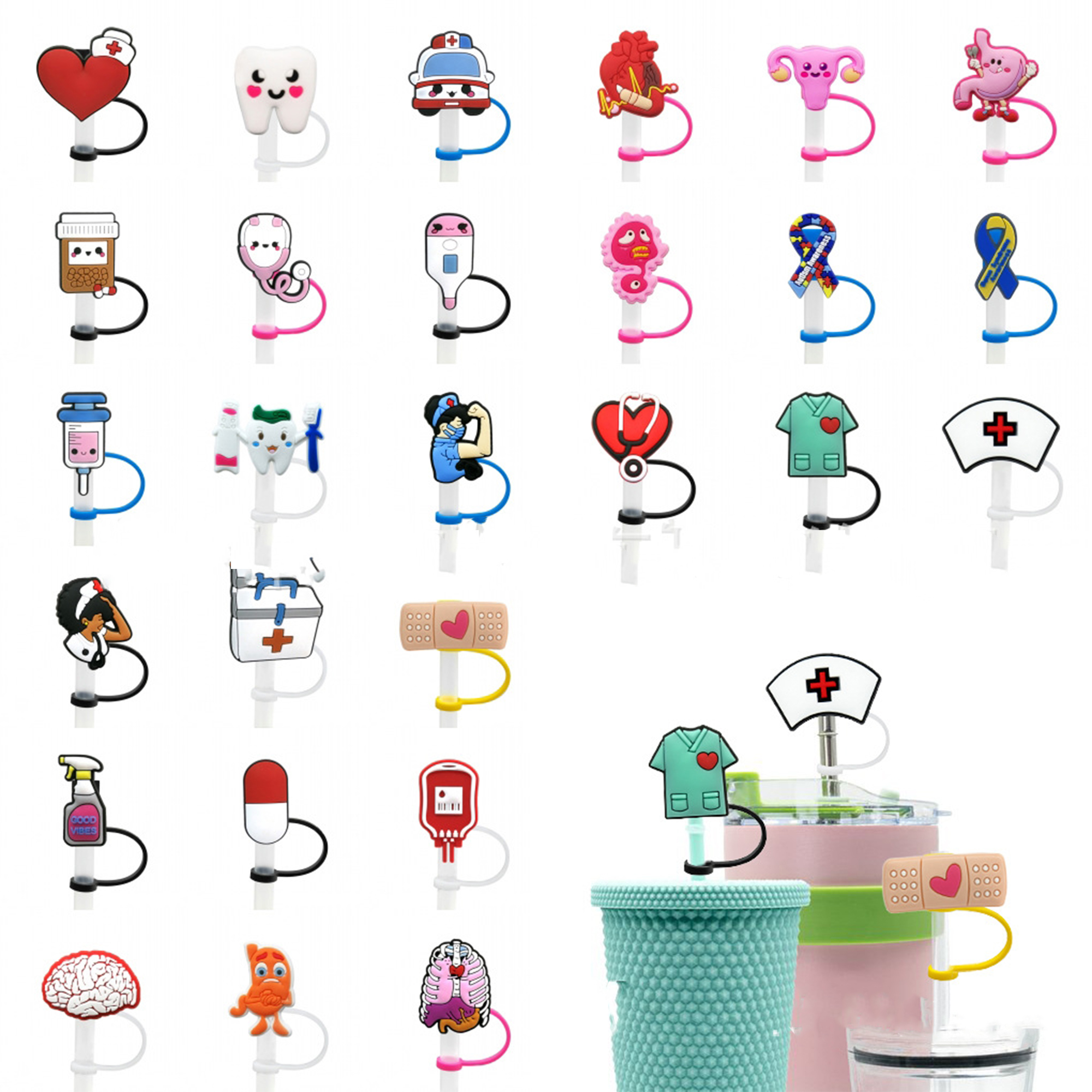 Silicone Straw Topper Charms Clip 1
