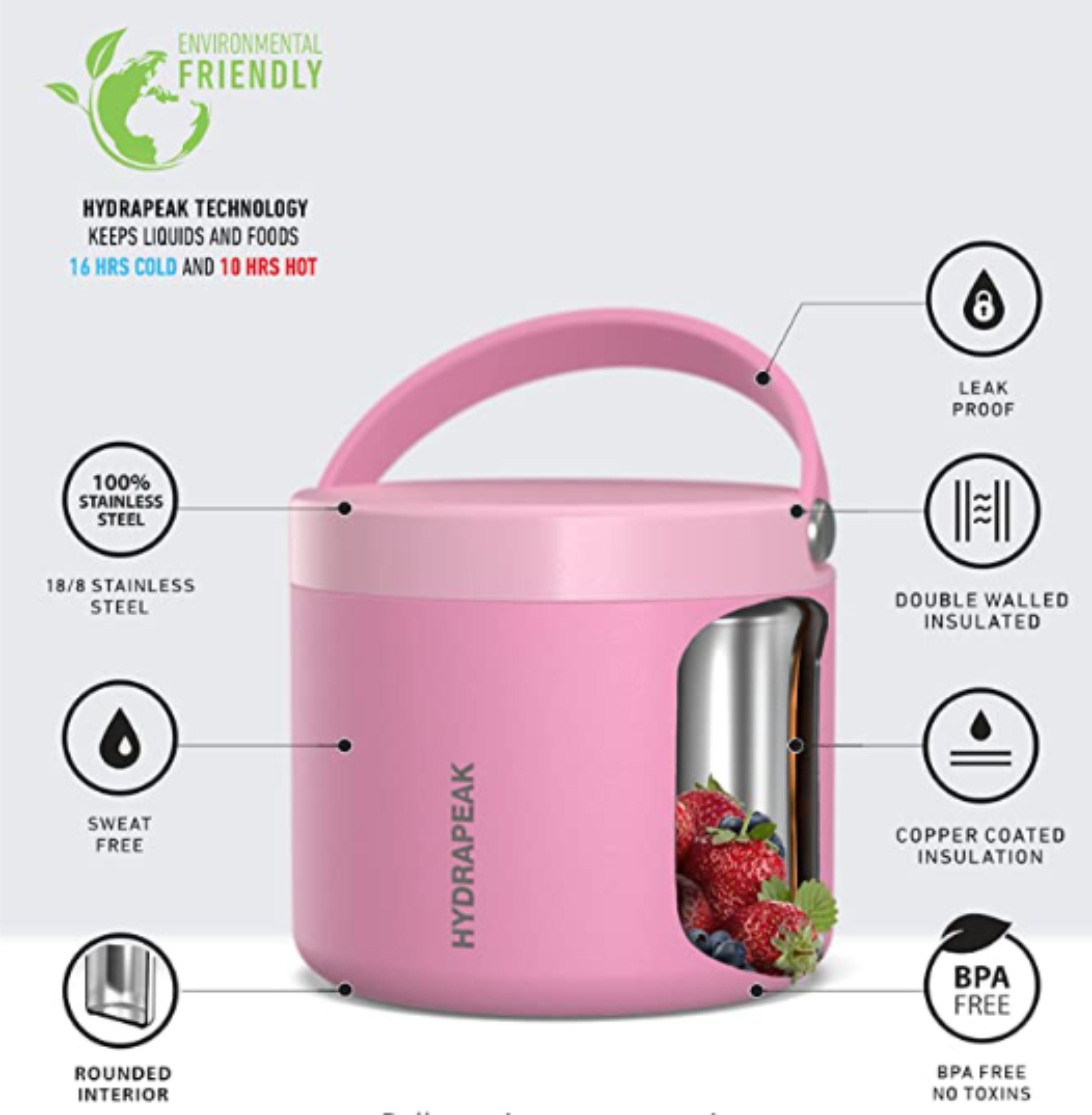 18 oz Hydrapeak Thermos Foodie Jar LIFETIME WARRANTY! 5