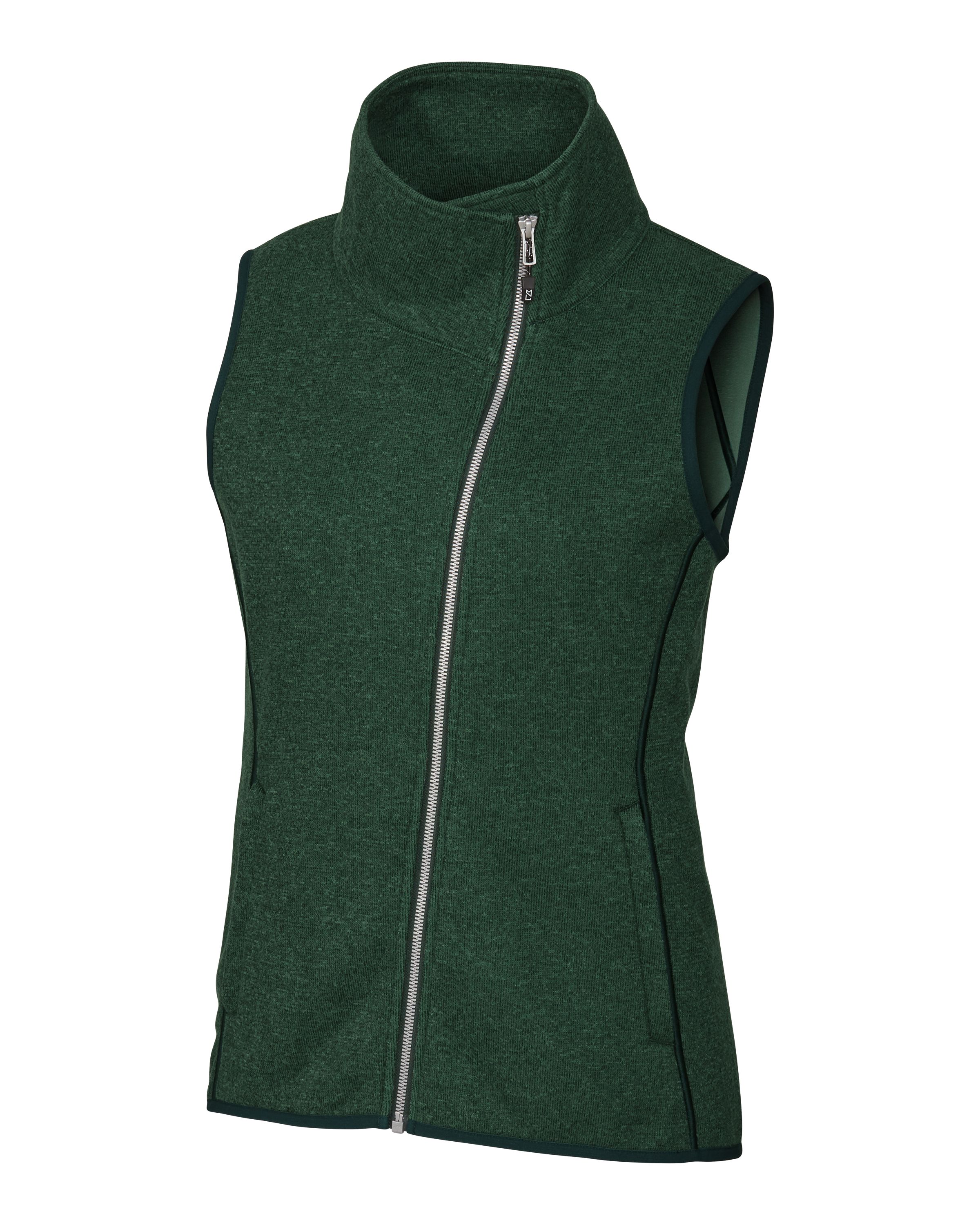 Cutter & Buck Mainsail Sweater-Knit Womens Full Zip Asymmetrical Vest 51