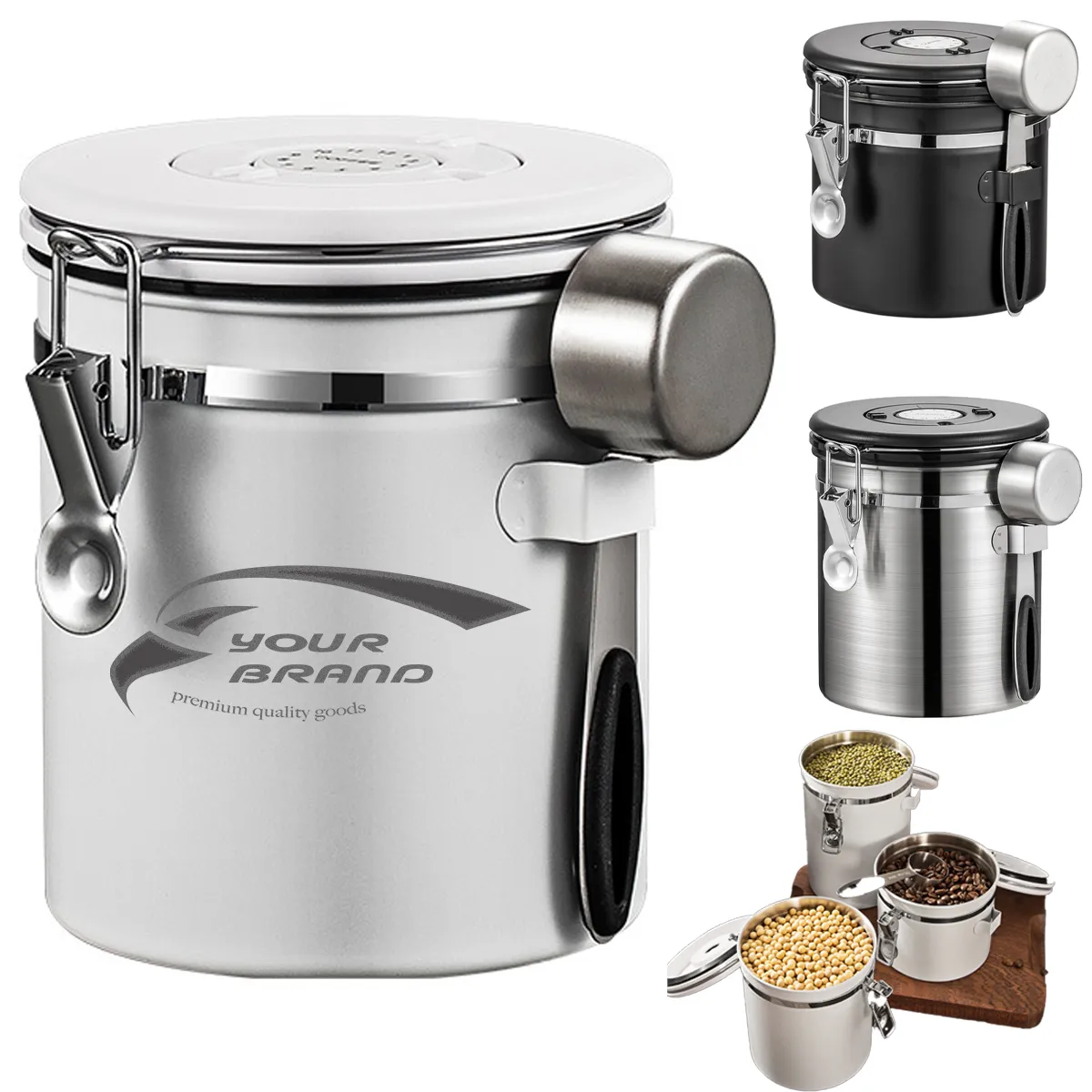 Coffee Bean Canister Kitchen Food Airtight storage container 6