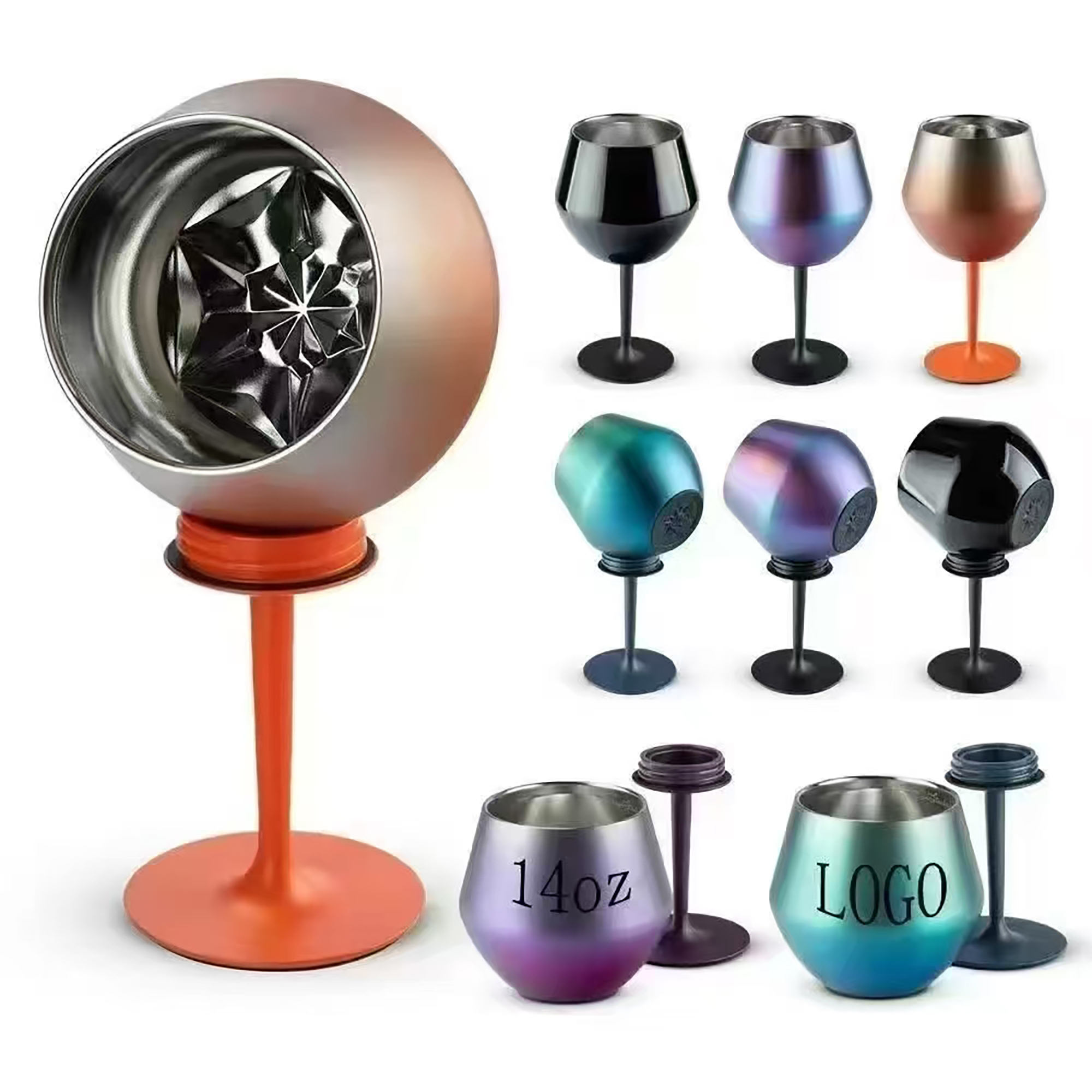 14Oz Detachable 304 Double Stainless Steel Wine Glass 5