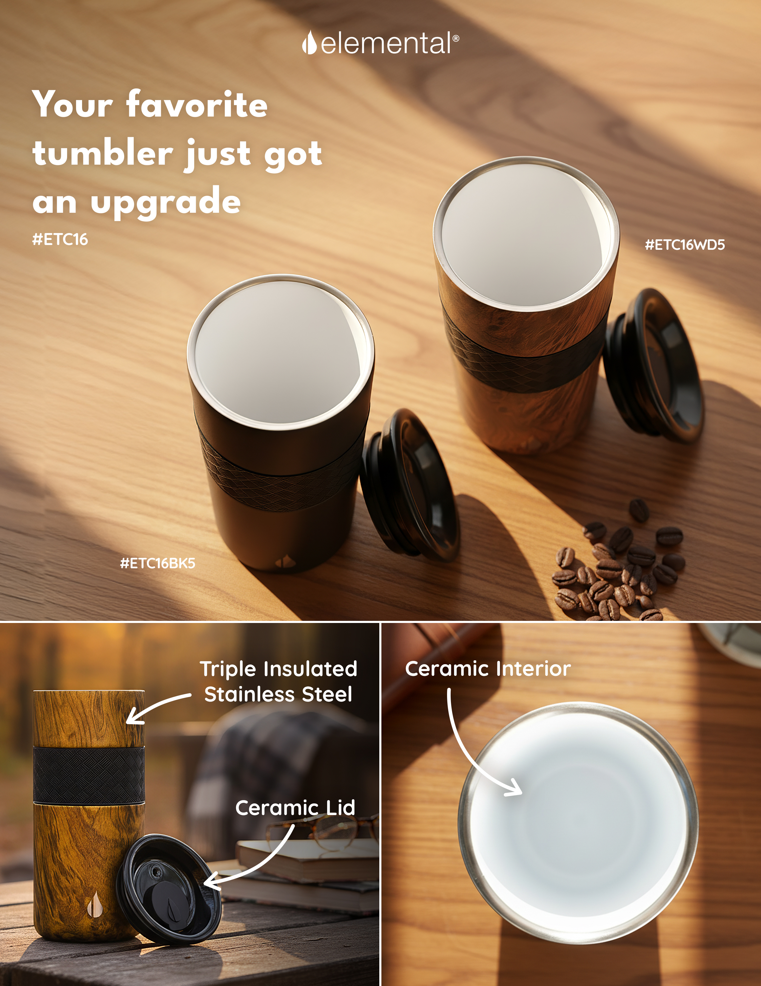 Elemental® Artisan Ceramic 16oz Stainless Steel Tumbler with Ceramic Lid 9