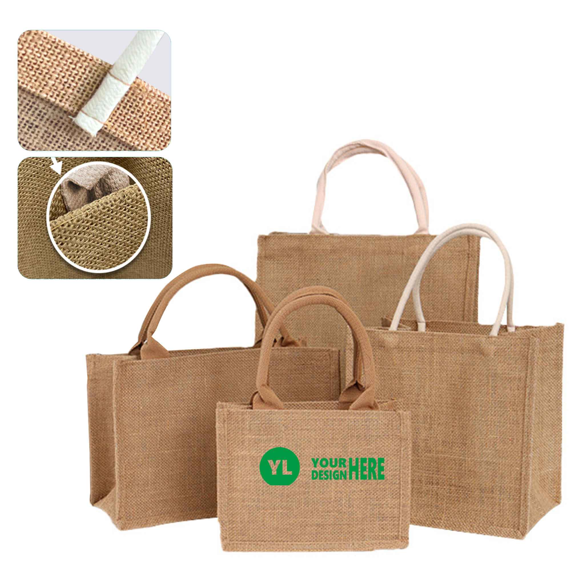 Customizable LogoHealthy Jute Handbag MOQ50, custom tote bag with logo imprint 2