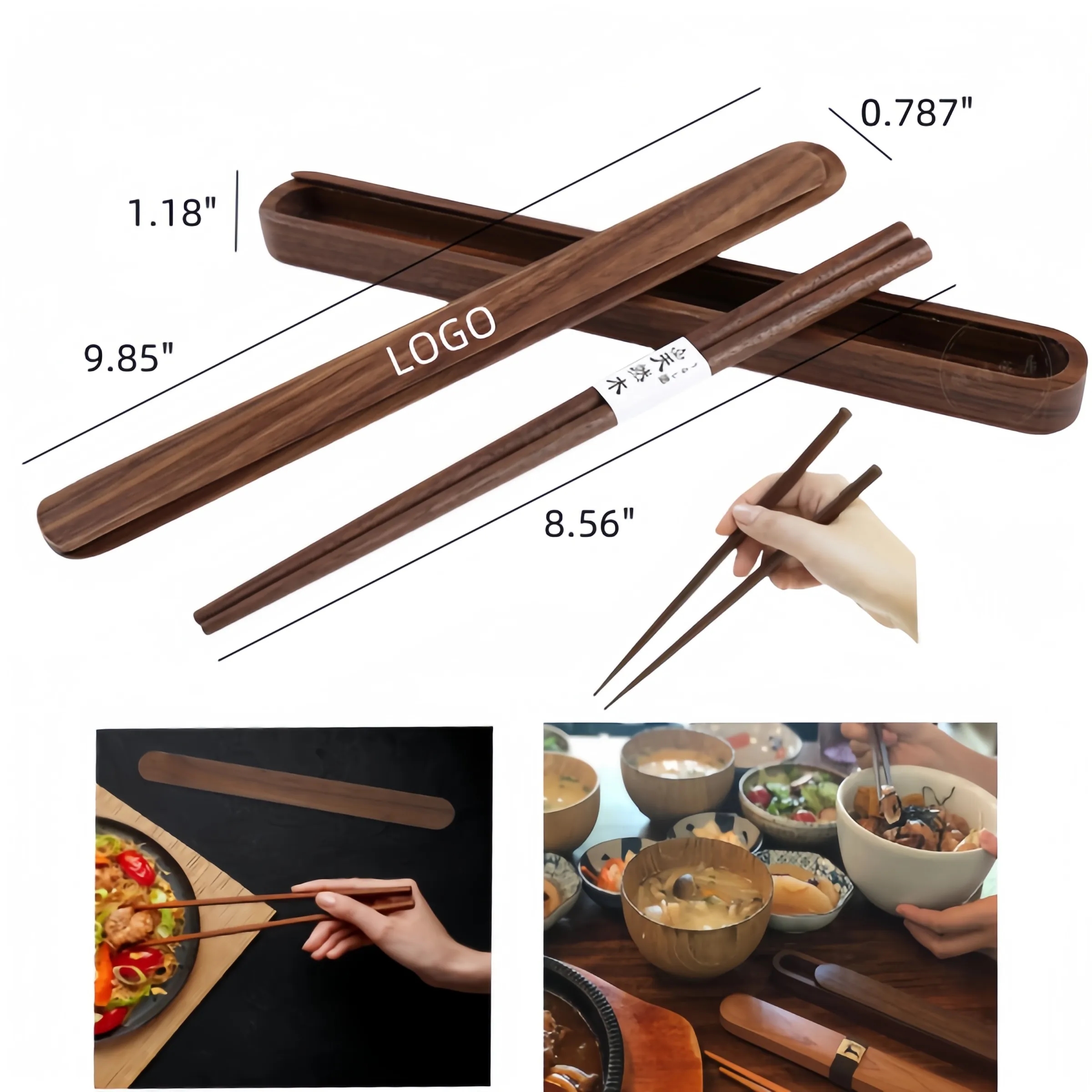 Portable Natural Wooden Chopsticks Box 2